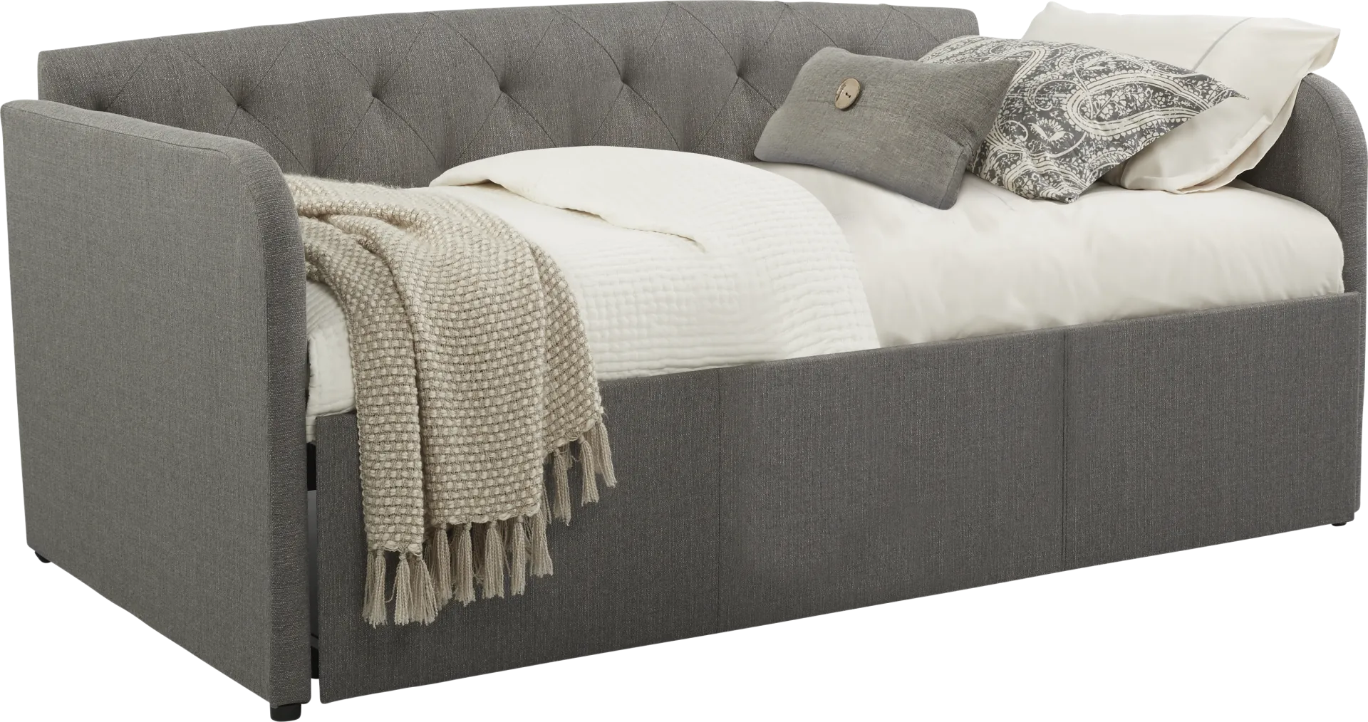 Lanie Gray Tufted Daybed with Trundle - Image 1