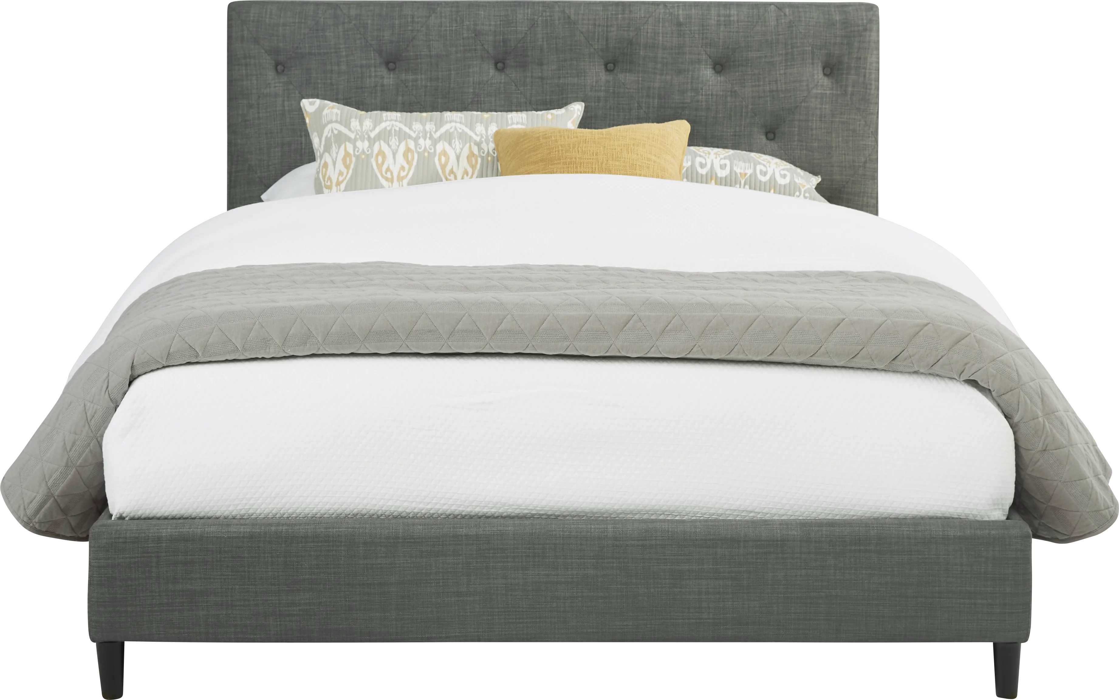 Kaylan Gray 3 Pc Queen Upholstered Bed - Thumbnail - Image 1