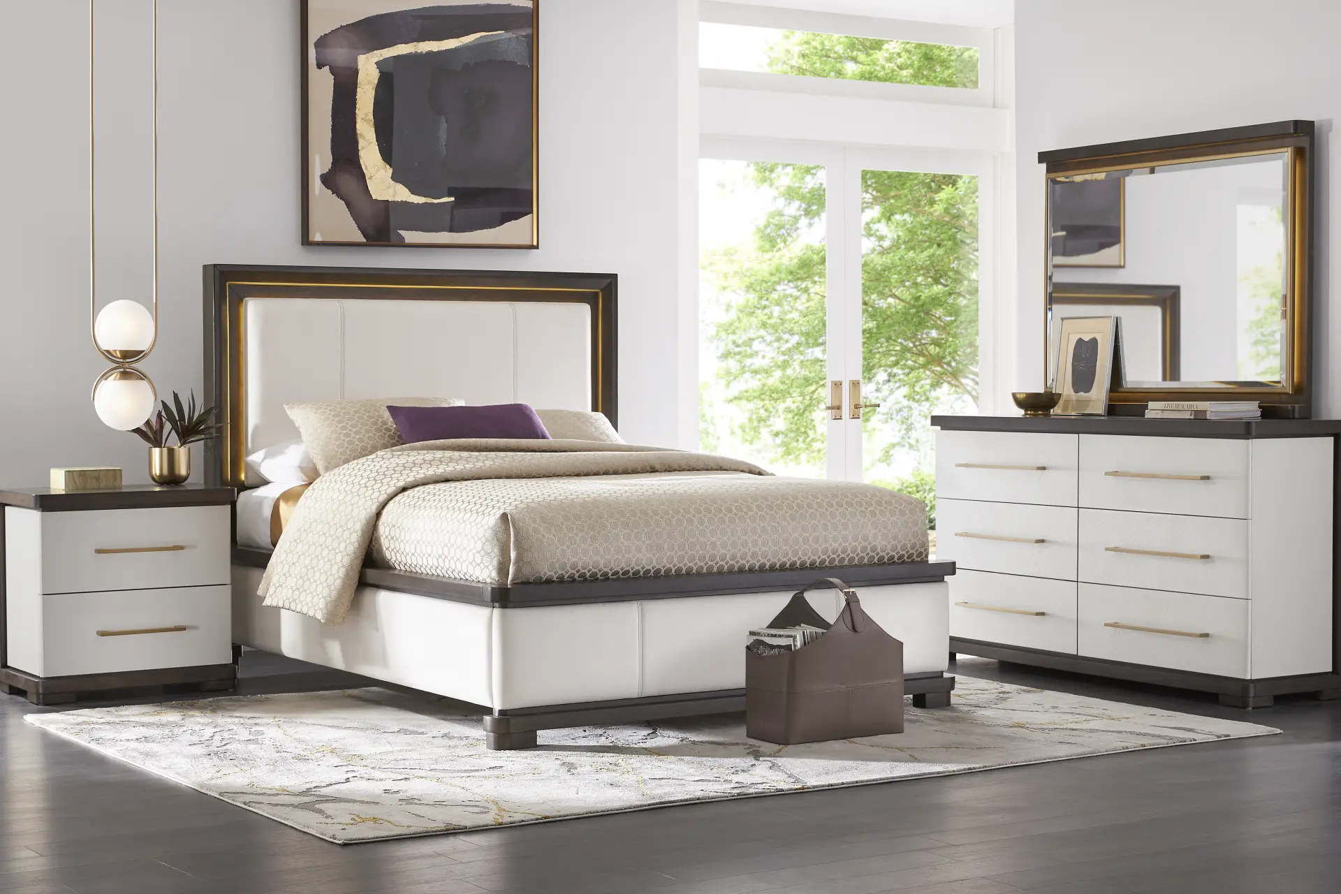 Elko Falls White 5 Pc Queen Upholstered Bedroom