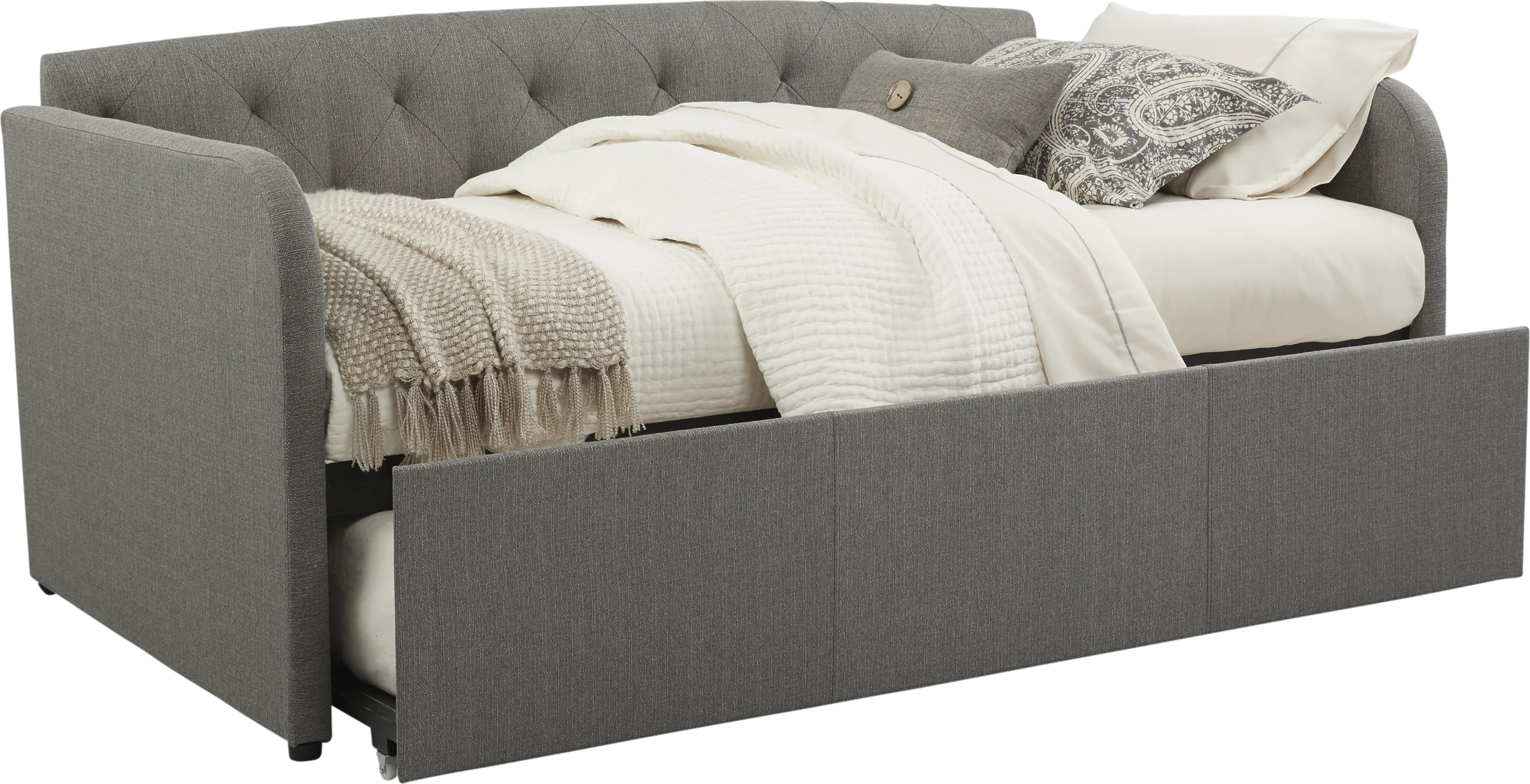 Lanie Gray Tufted Daybed with Trundle - Thumbnail - Image 1