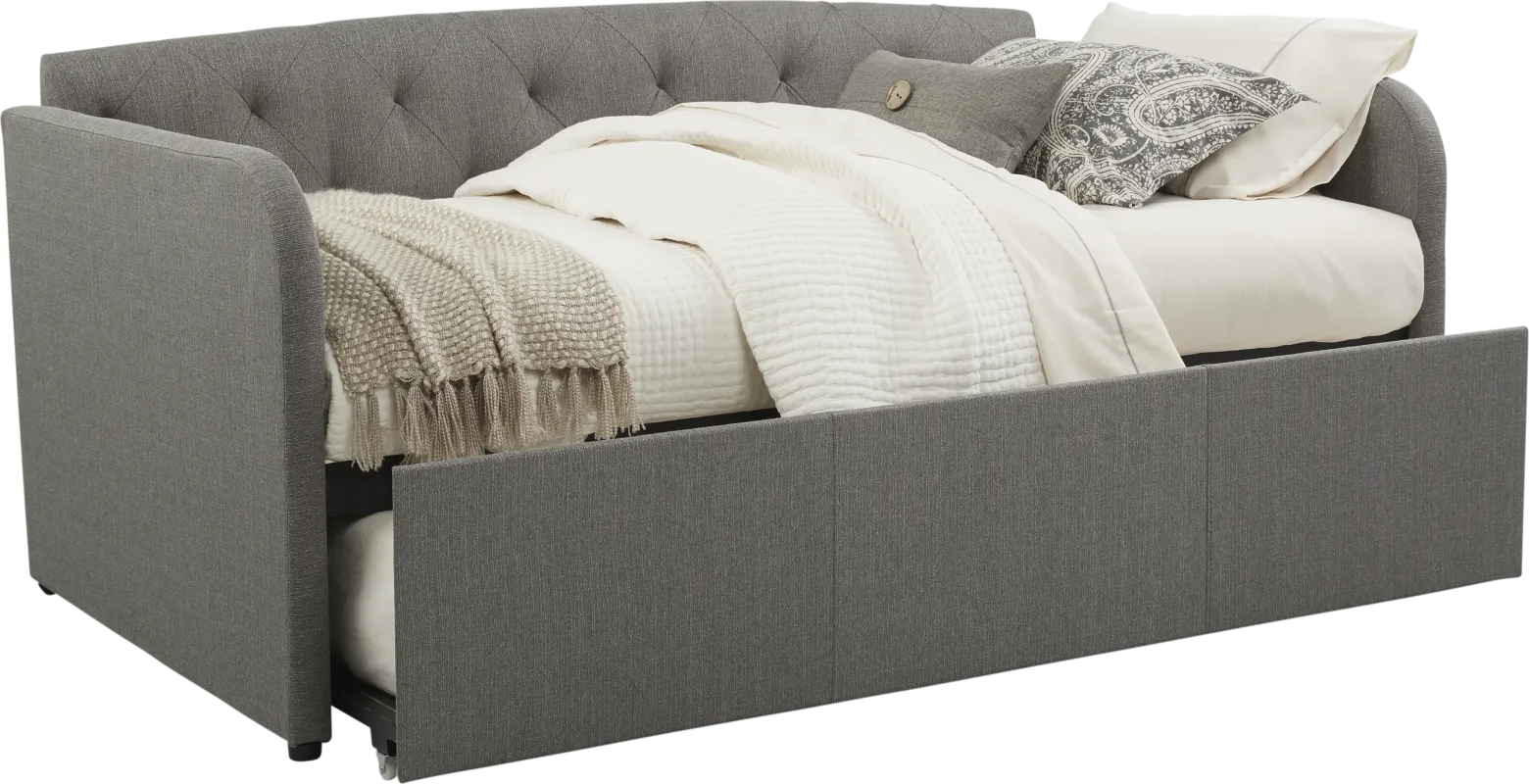 Lanie Gray Tufted Daybed with Trundle