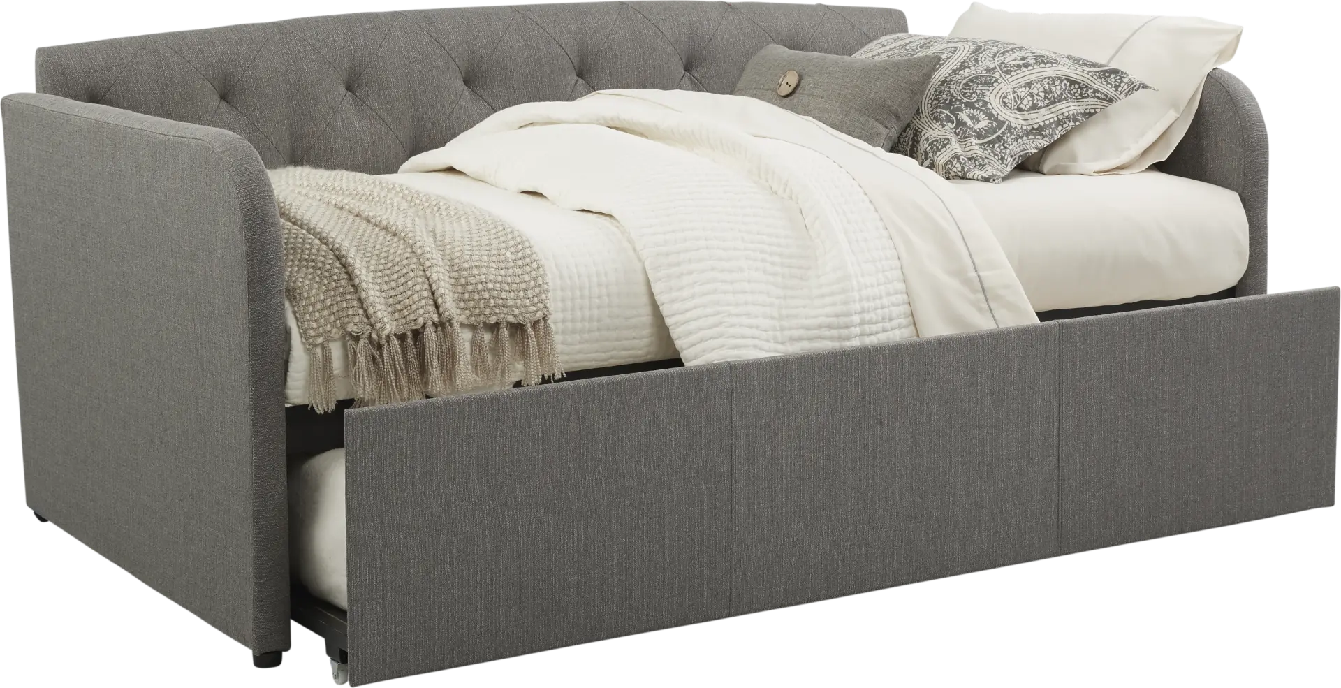 Lanie Gray Tufted Daybed with Trundle
