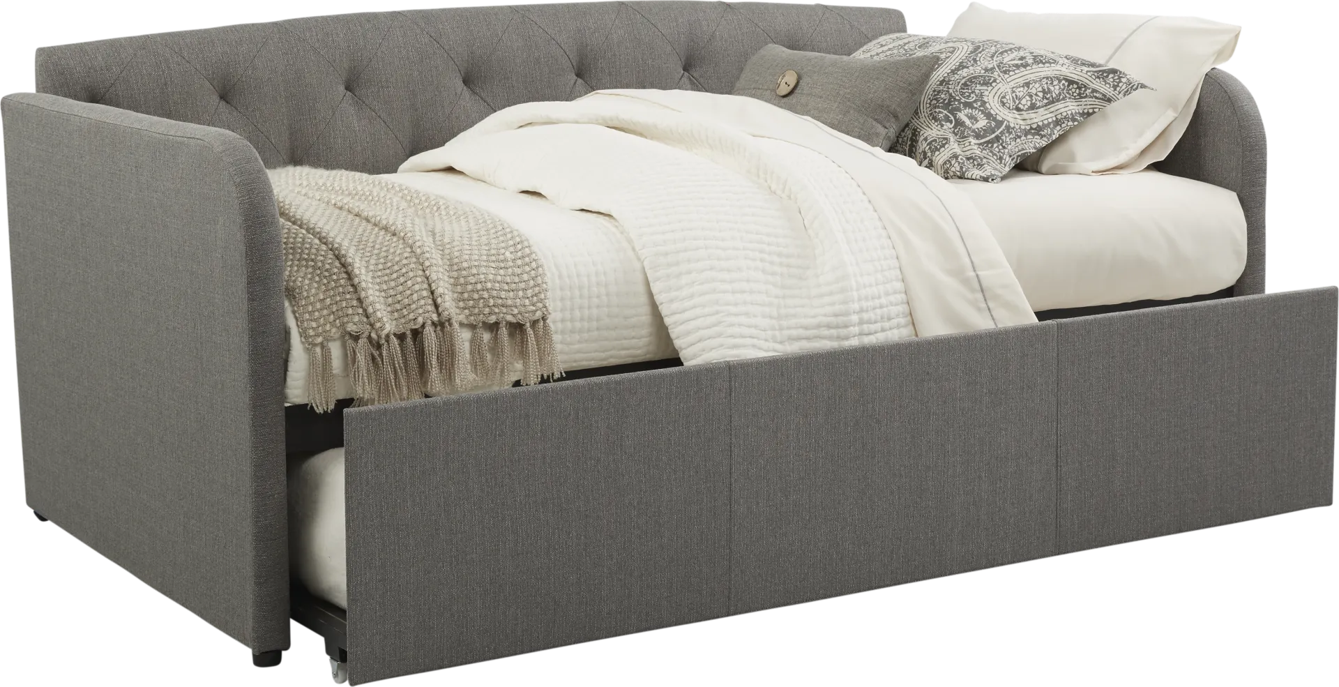 Lanie Gray Tufted Daybed with Trundle - Image 1