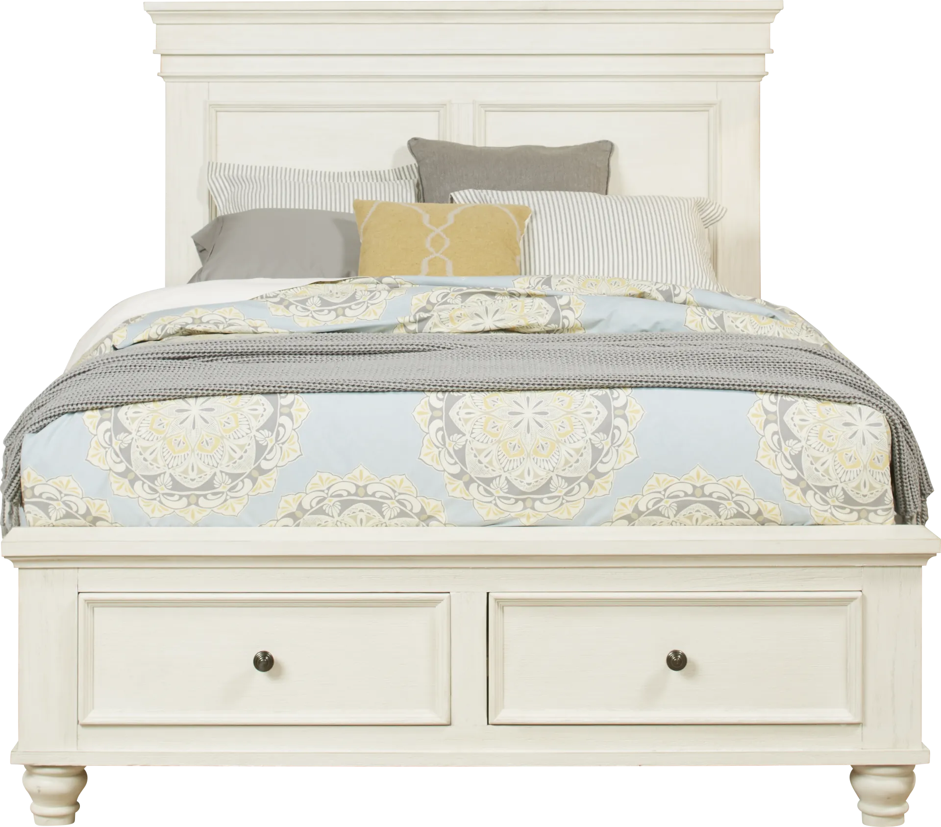 Lake Town Off-White 3 Pc Queen Panel Bed with Storage - Image 2