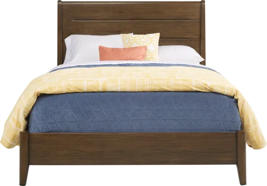 Devon Loft Walnut Finish 3 Pc Queen Panel Bed