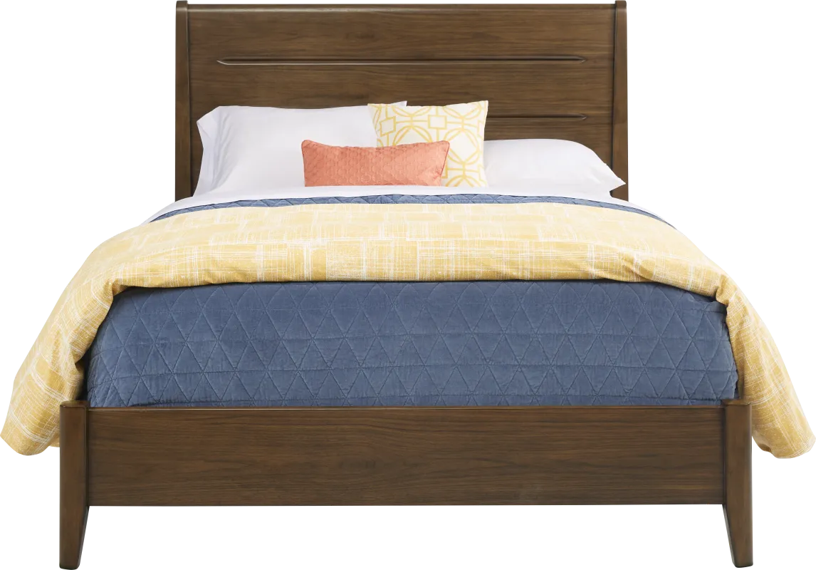 Devon Loft Walnut Finish 3 Pc King Panel Bed