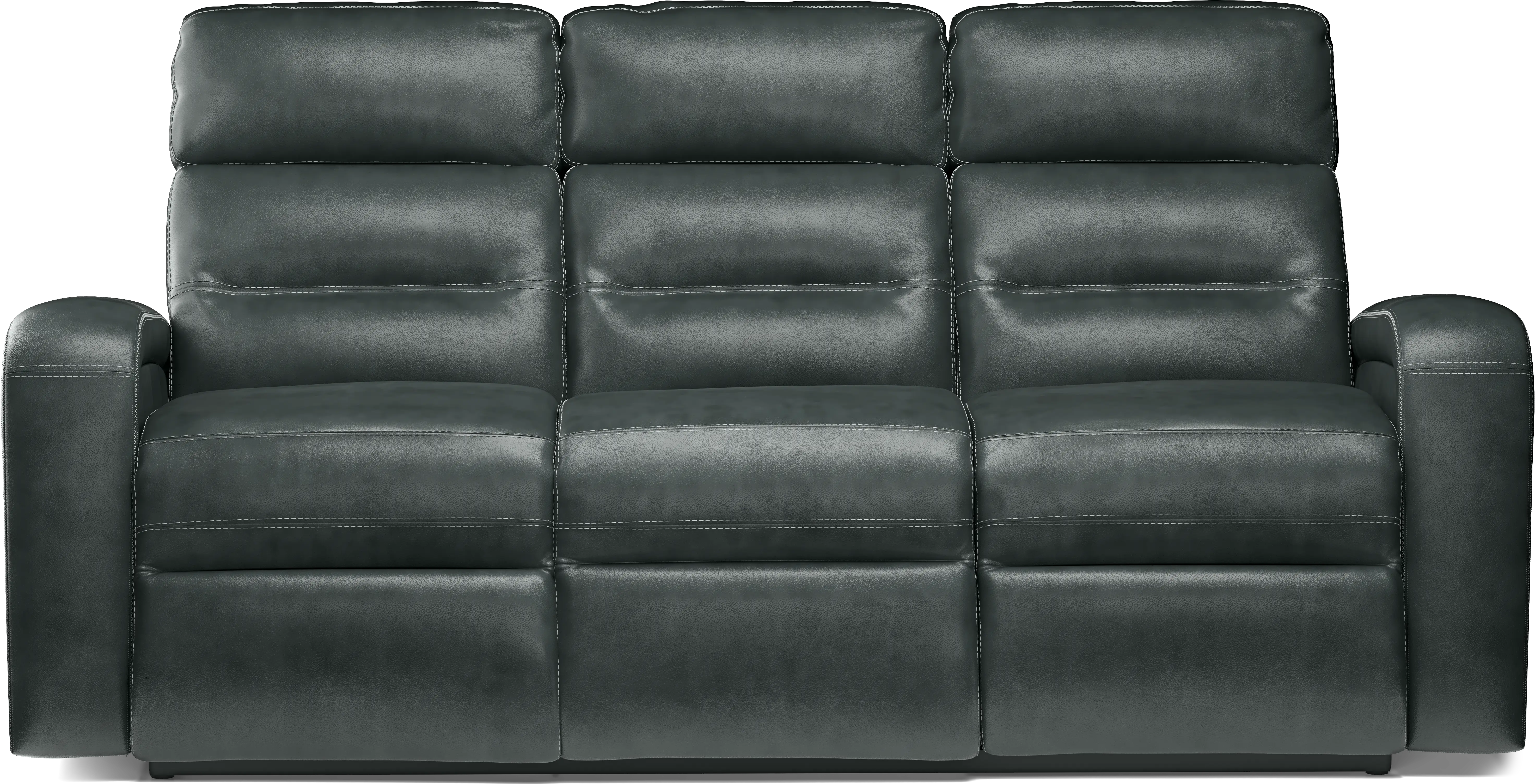 Sierra Madre Gray Leather Dual Power Reclining Sofa - Thumbnail - Image 1