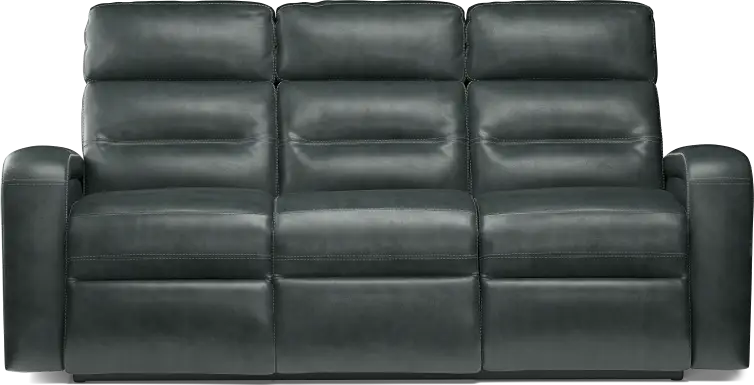 Sierra Madre Gray Leather Dual Power Reclining Sofa
