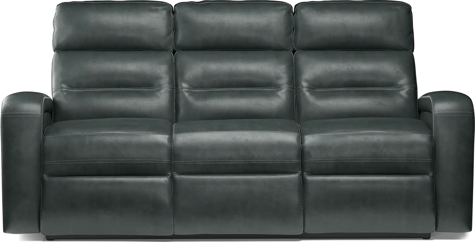 Sierra Madre Gray Leather Dual Power Reclining Sofa