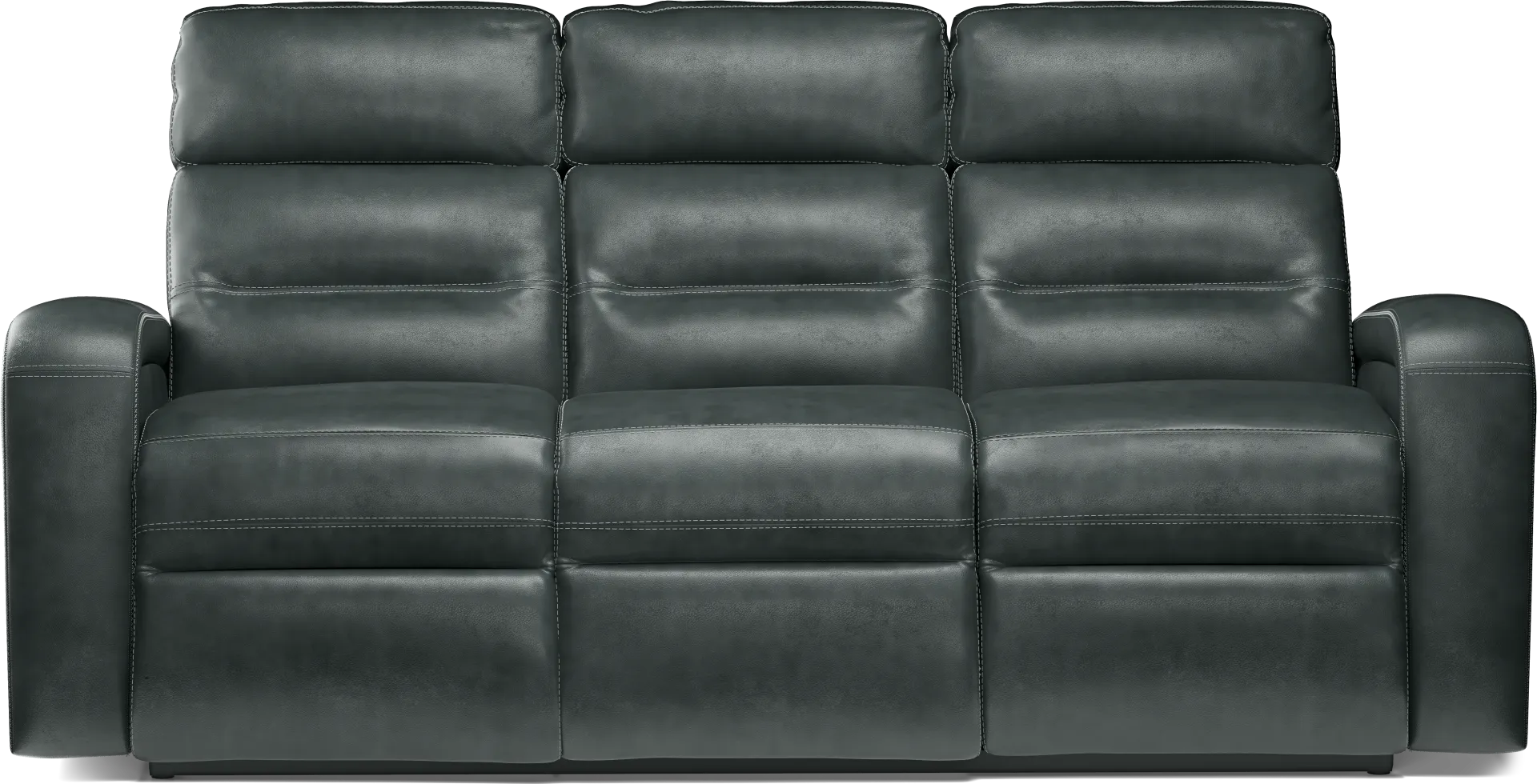 Sierra Madre Gray Leather Dual Power Reclining Sofa - Image 1