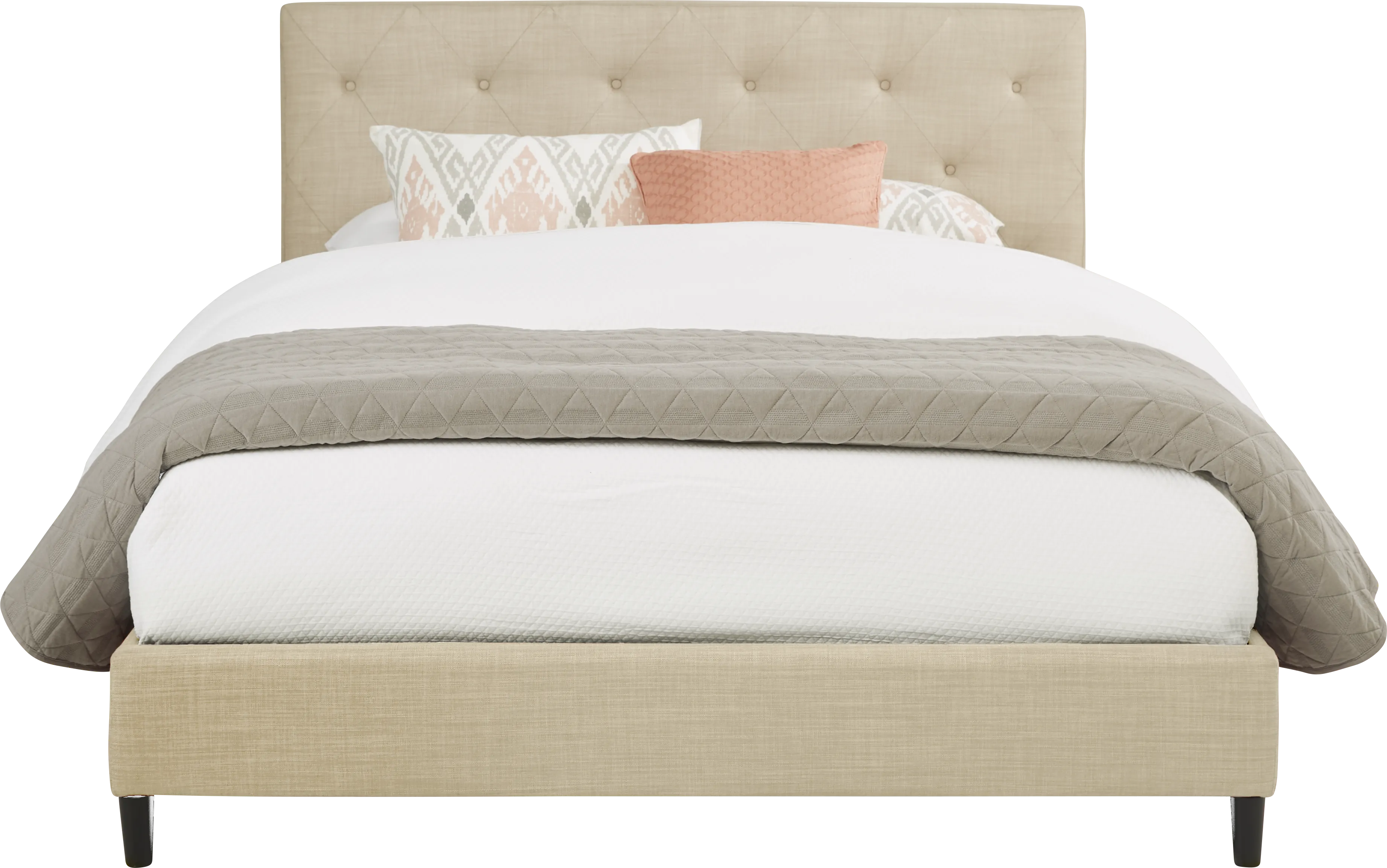 Kaylan Beige 3 Pc Queen Upholstered Bed - Thumbnail - Image 1