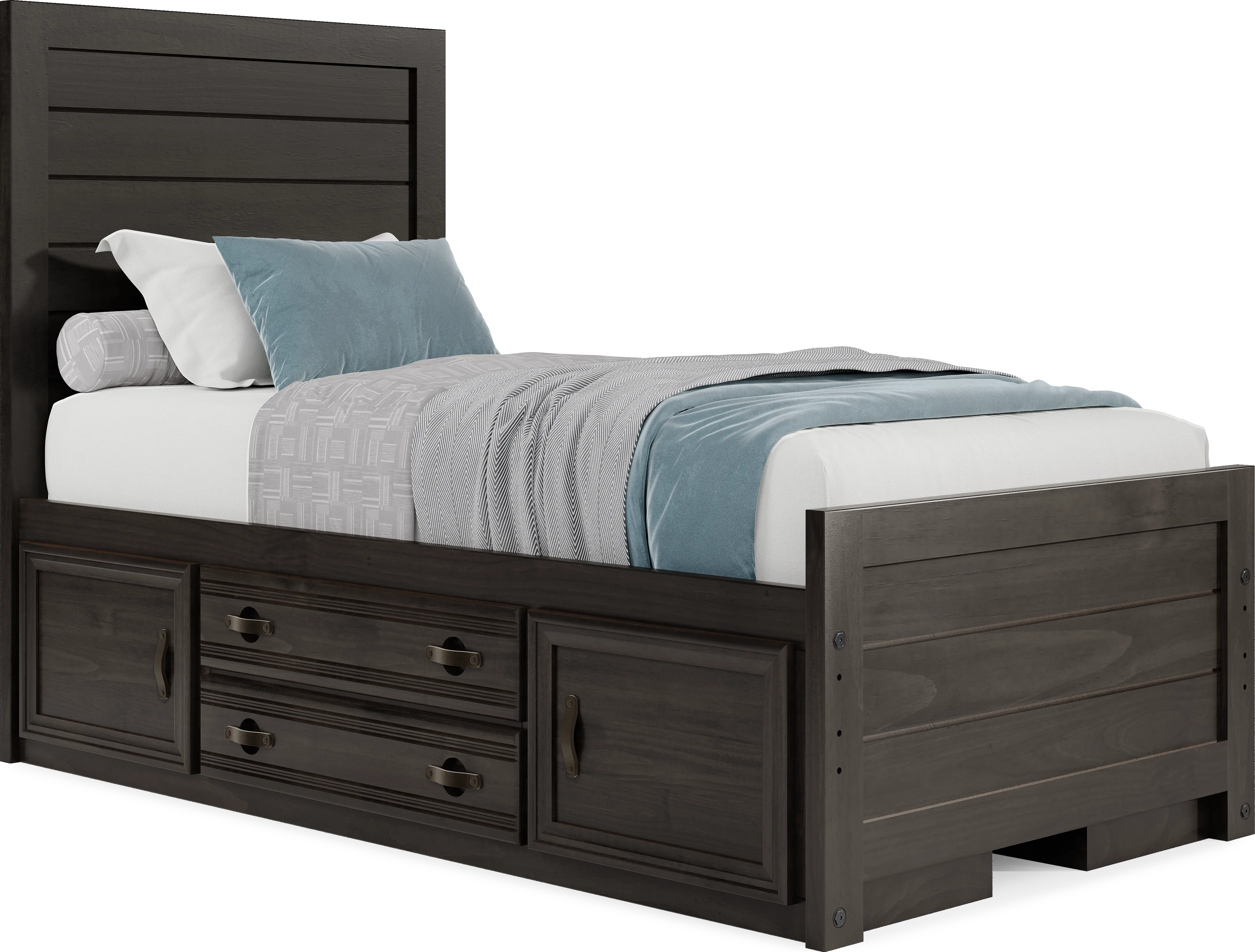 Kids Creekside 3.0 Charcoal Twin Panel Bed with 2 Storage Side Rails - Thumbnail - Image 1