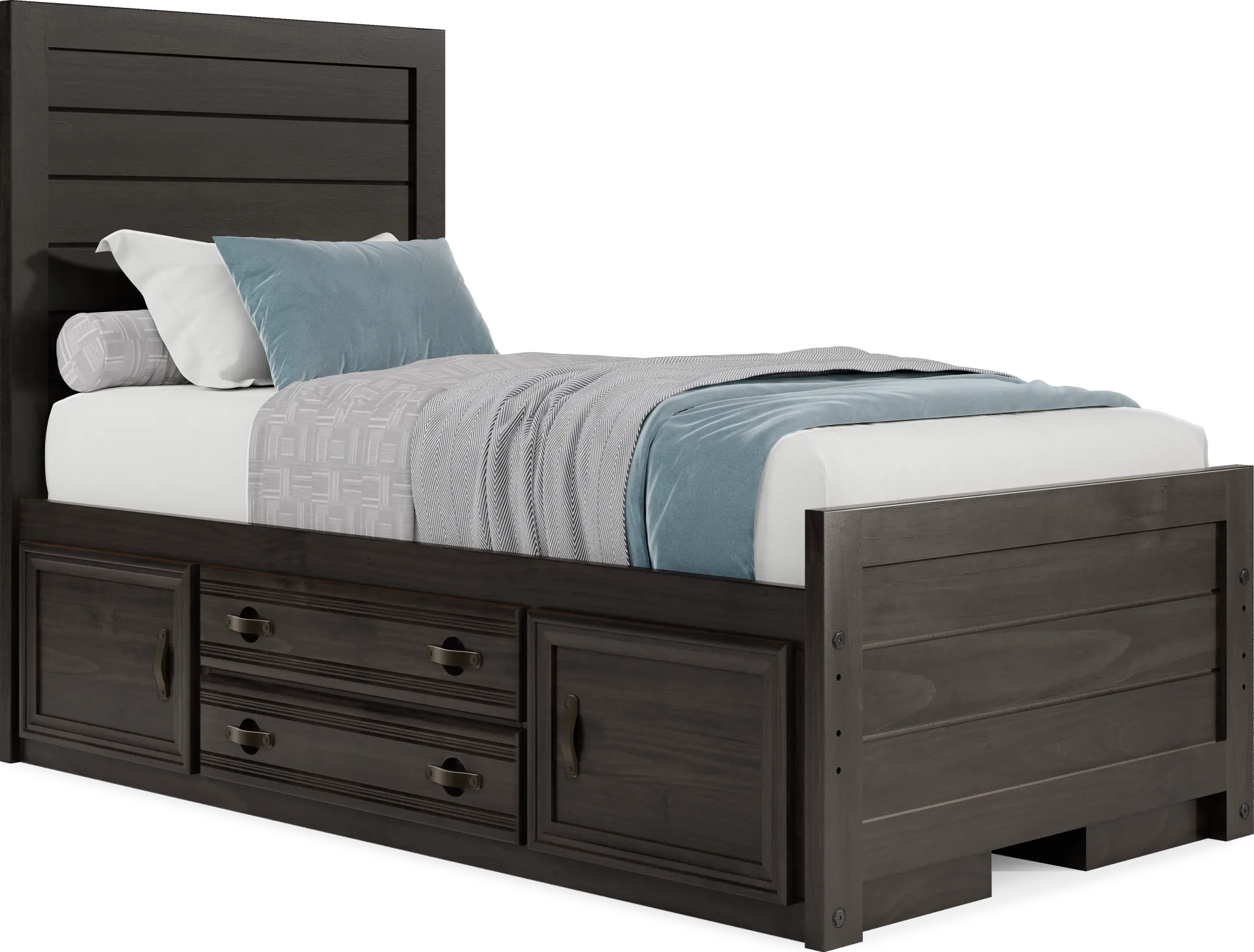 Kids Creekside 2.0 Charcoal Twin Panel Bed with 2 Storage Side Rails - Image 1