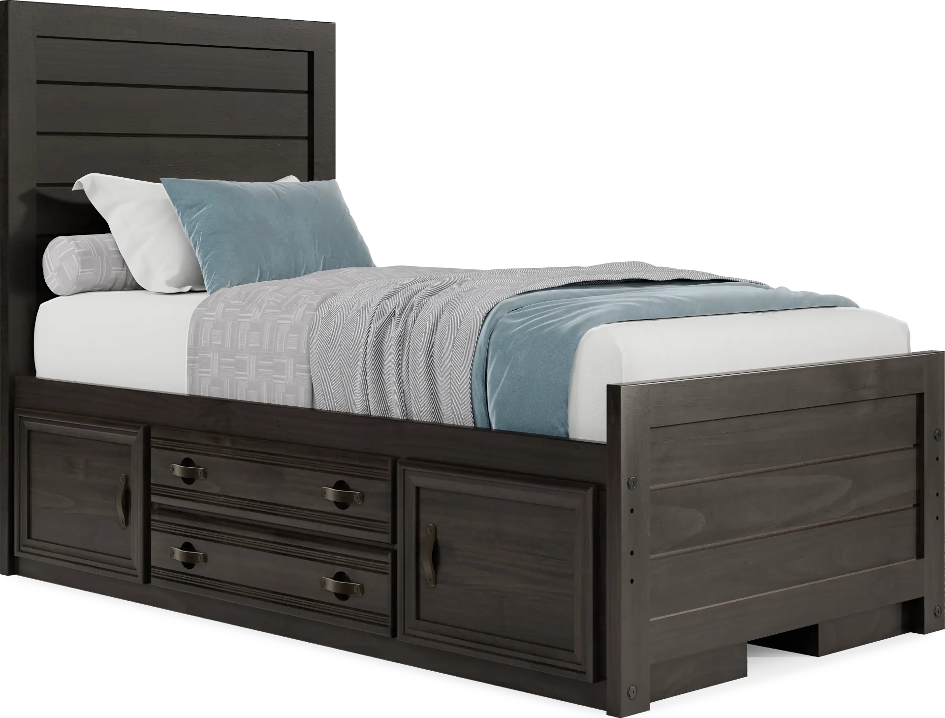 Kids Creekside 2.0 Charcoal Twin Panel Bed with 2 Storage Side Rails