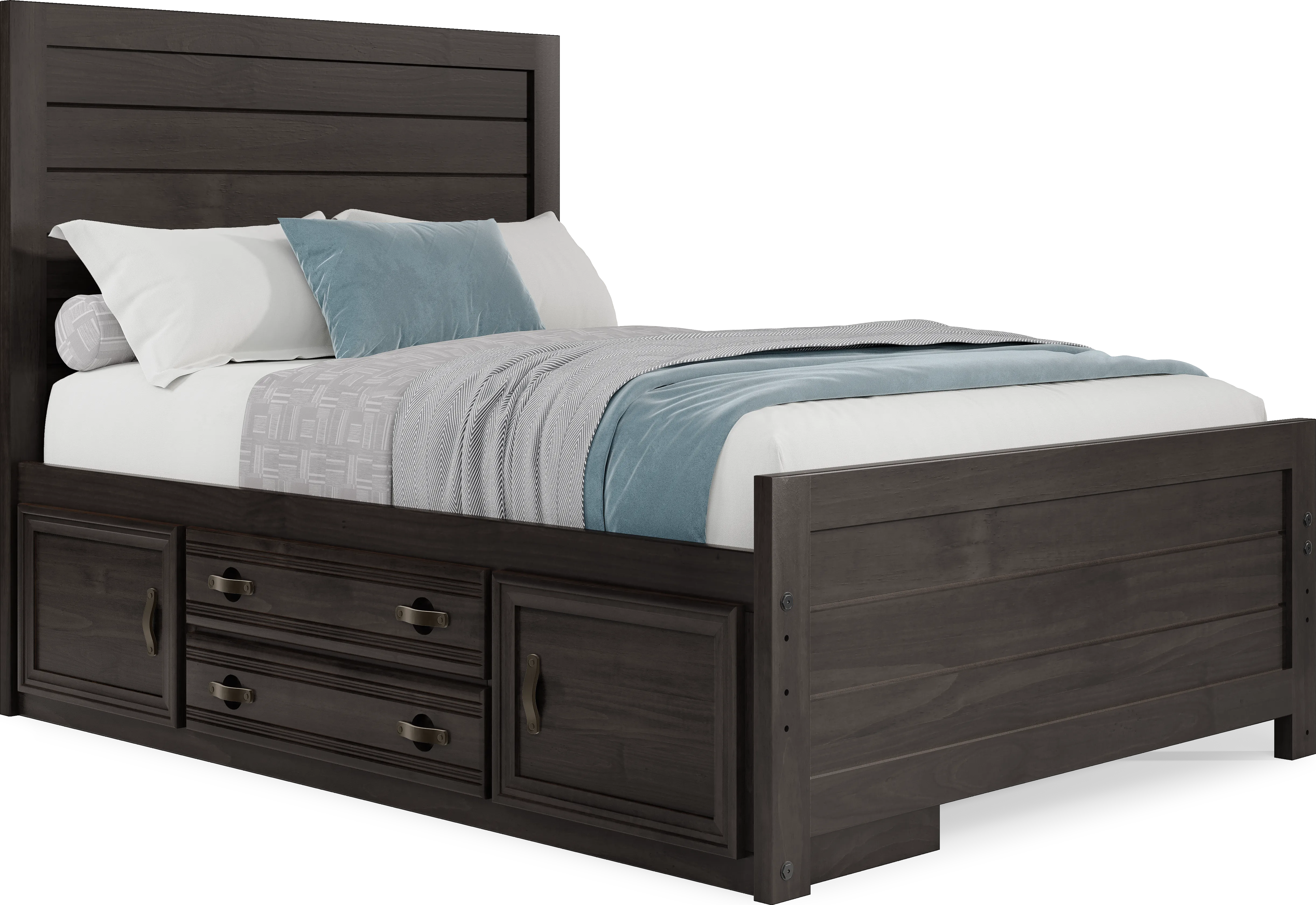 Kids Creekside 2.0 Charcoal Full Panel Bed with Storage Side Rail - Thumbnail - Image 1