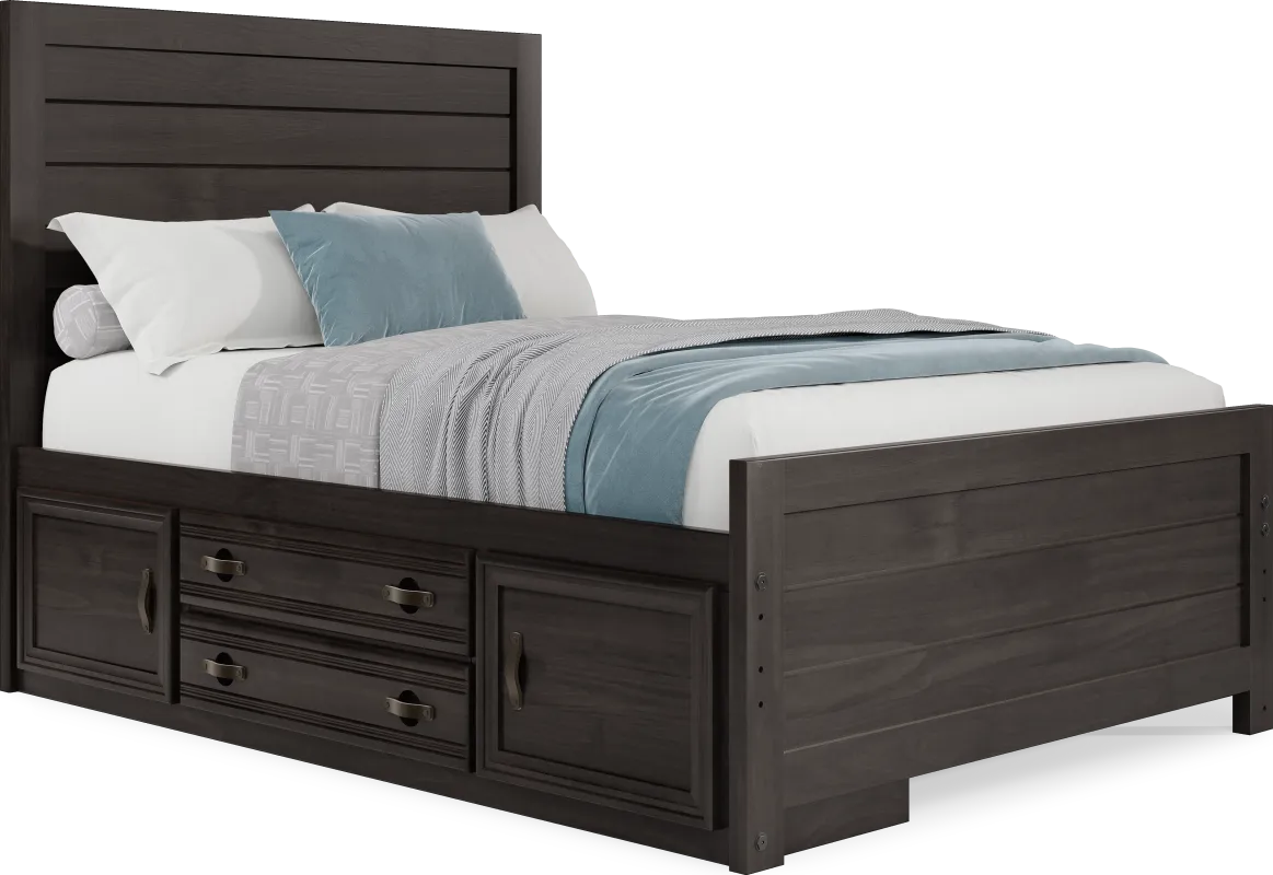 Kids Creekside 2.0 Charcoal Full Panel Bed with Storage Side Rail
