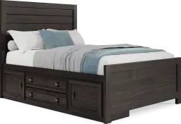 full panel bed w storage rail
