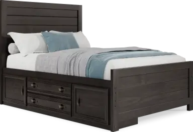 full panel bed w storage rail