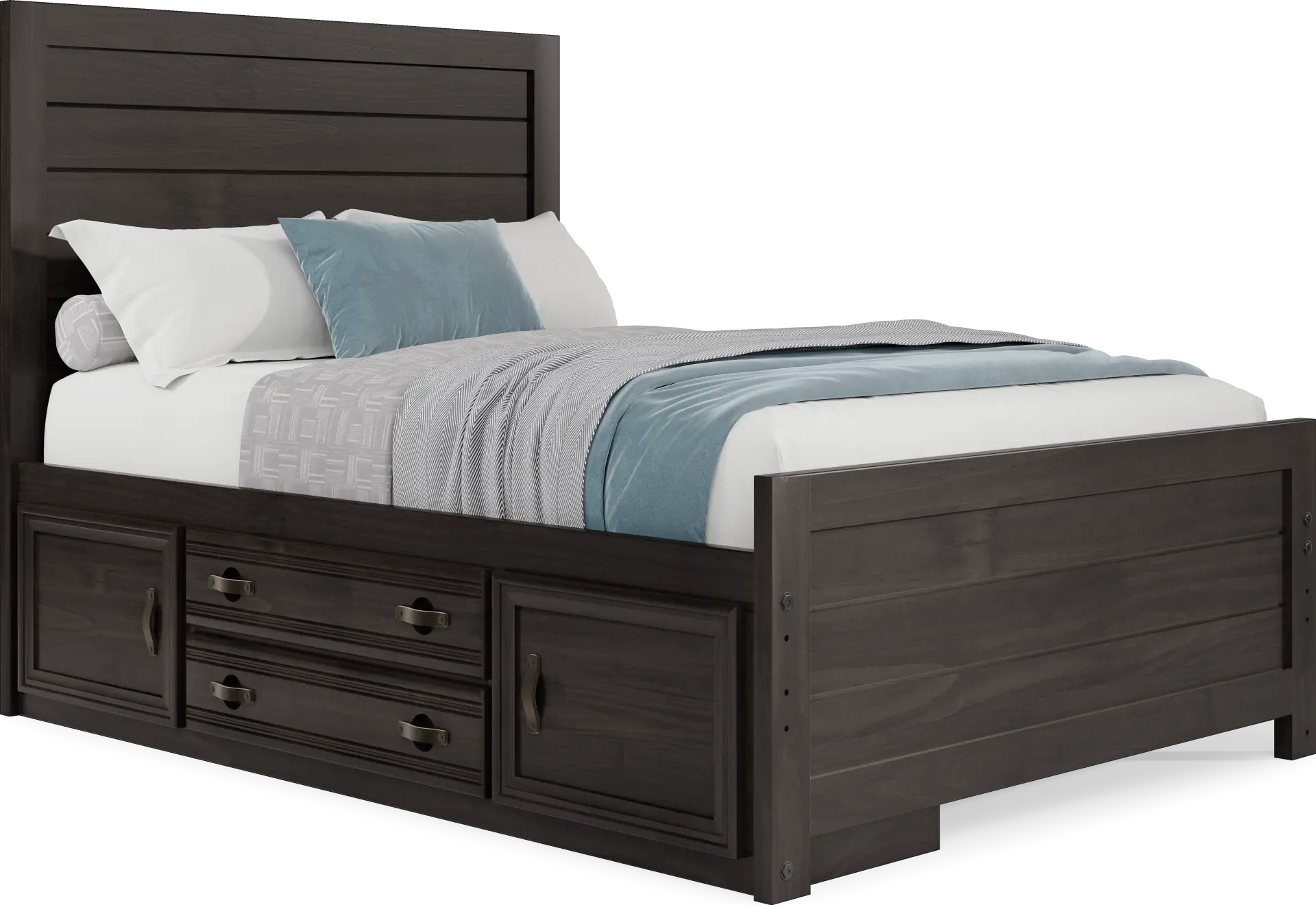 Kids Creekside 2.0 Charcoal Full Panel Bed with Storage Side Rail