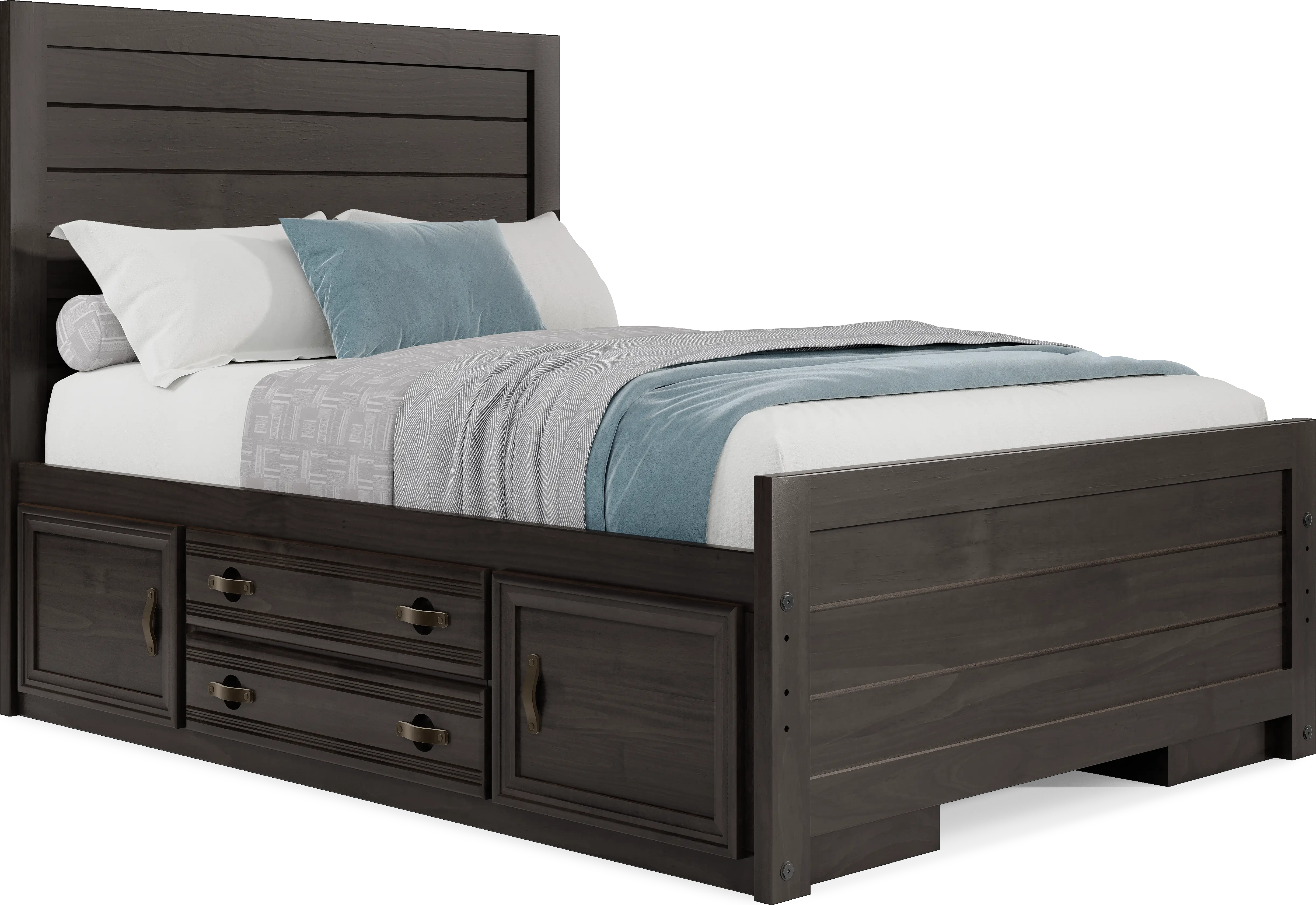 Kids Creekside 3.0 Charcoal Full Panel Bed with 2 Storage Side Rails - Thumbnail - Image 1