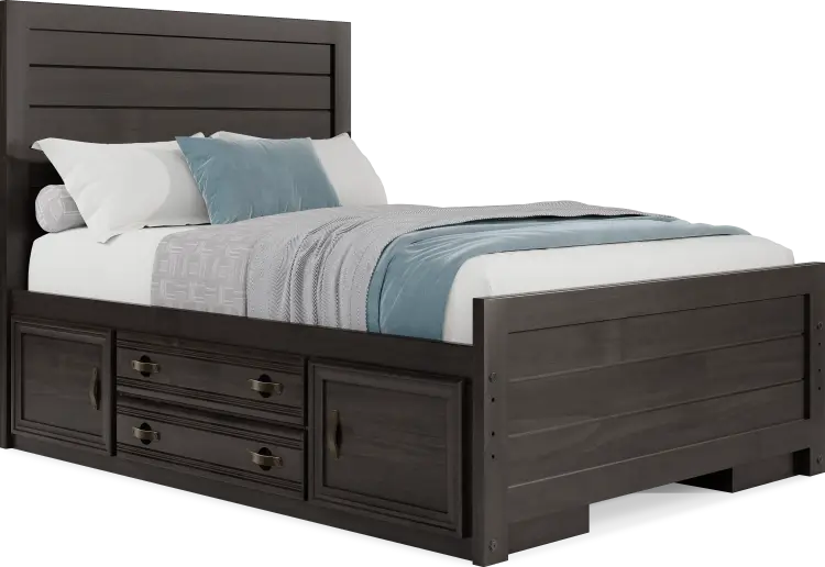 full panel bed w 2 storage rails