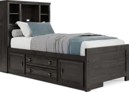 twin bookcase bed w storage rail