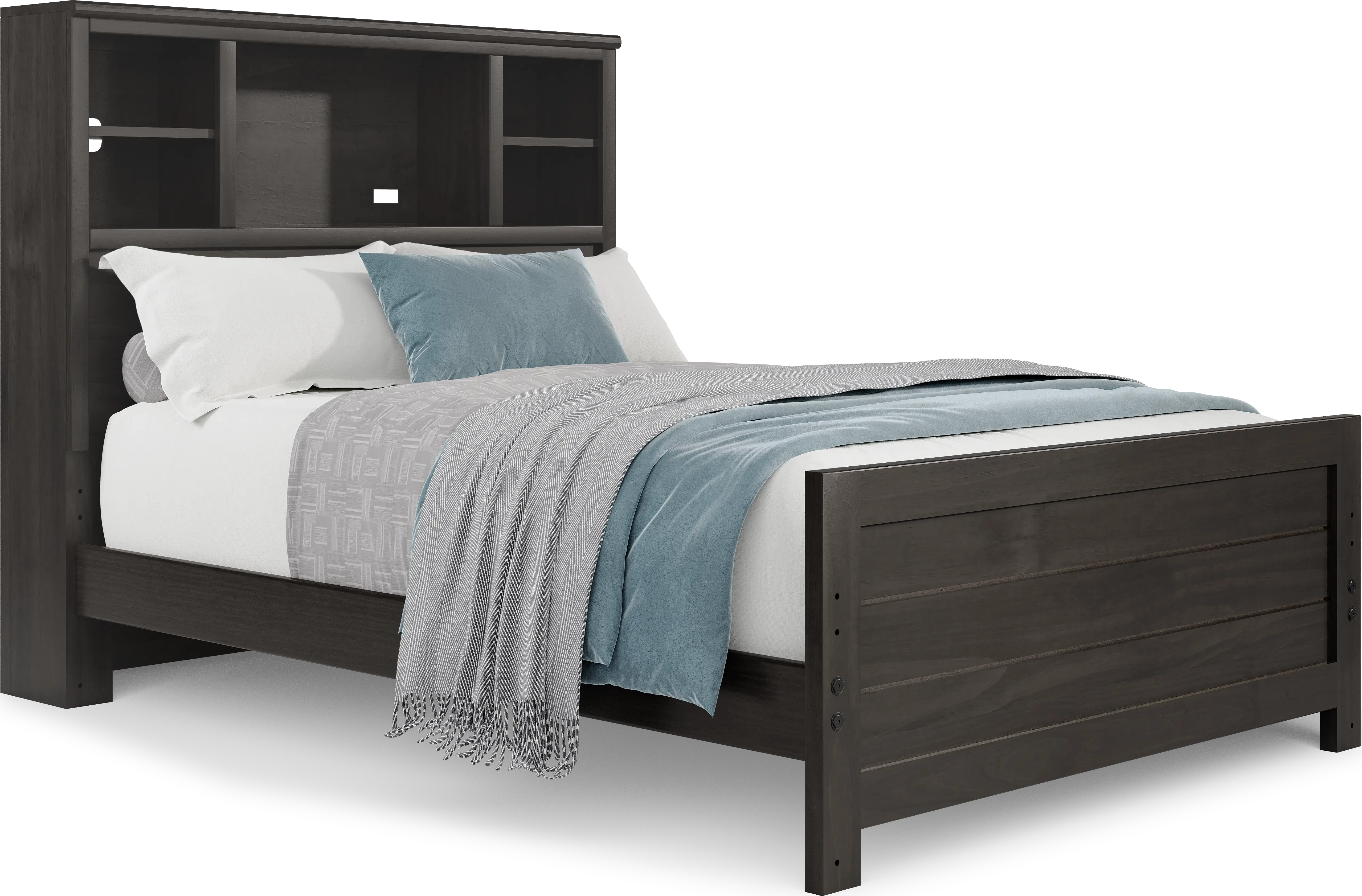 Kids Creekside 2.0 Charcoal Full Bookcase Bed - Thumbnail - Image 1