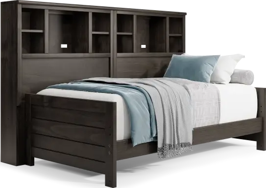 Kids Creekside 2.0 Charcoal Twin Bookcase Wall Bed