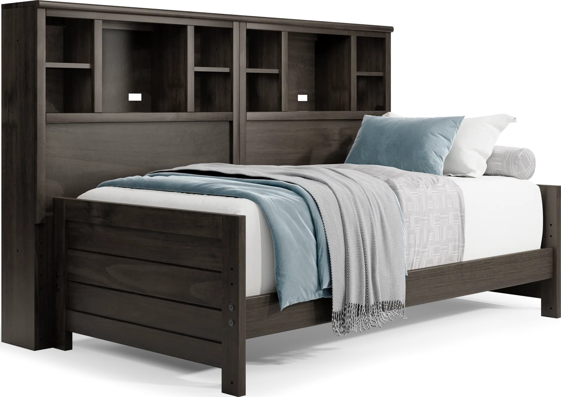 Kids Creekside 2.0 Charcoal Twin Bookcase Wall Bed - Image 1