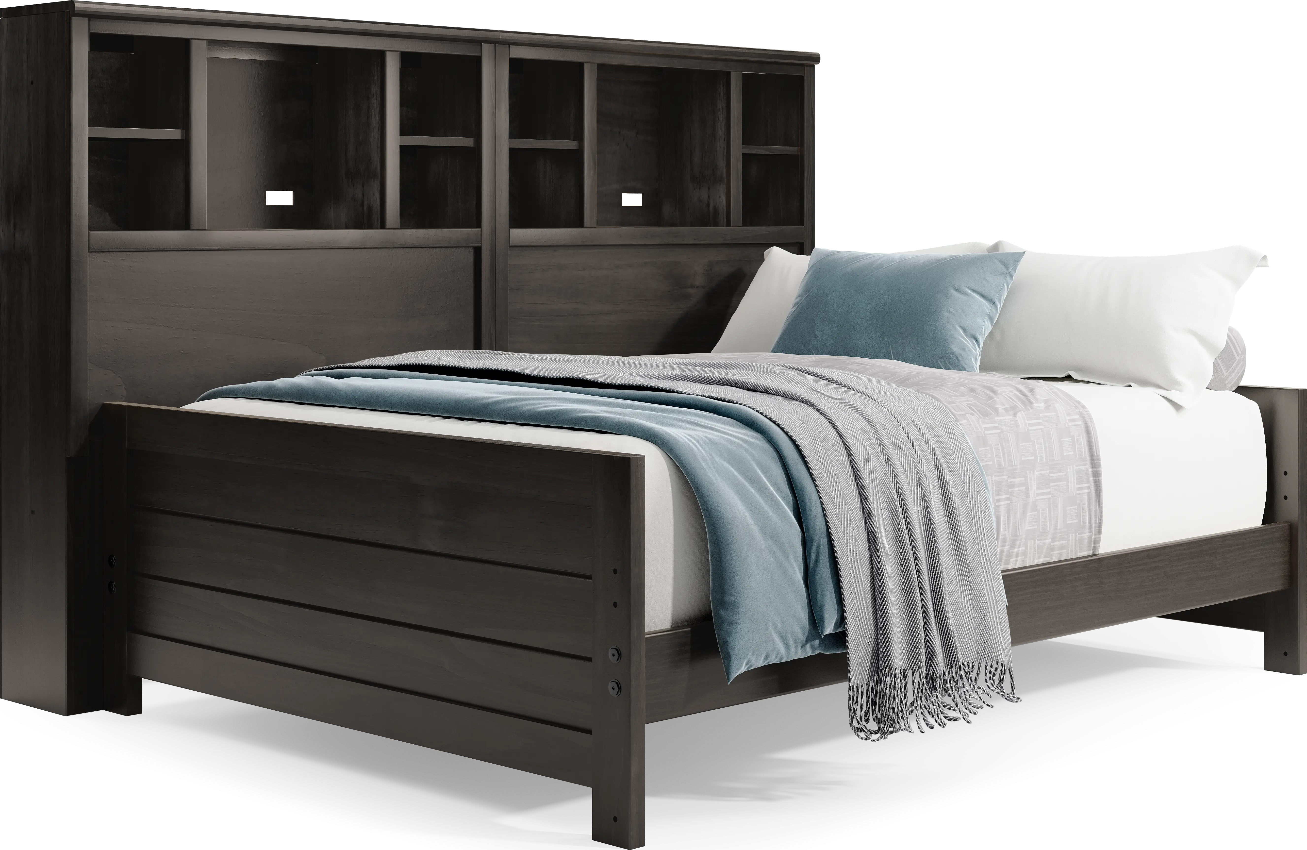 Kids Creekside 2.0 Charcoal Full Bookcase Wall Bed - Thumbnail - Image 1