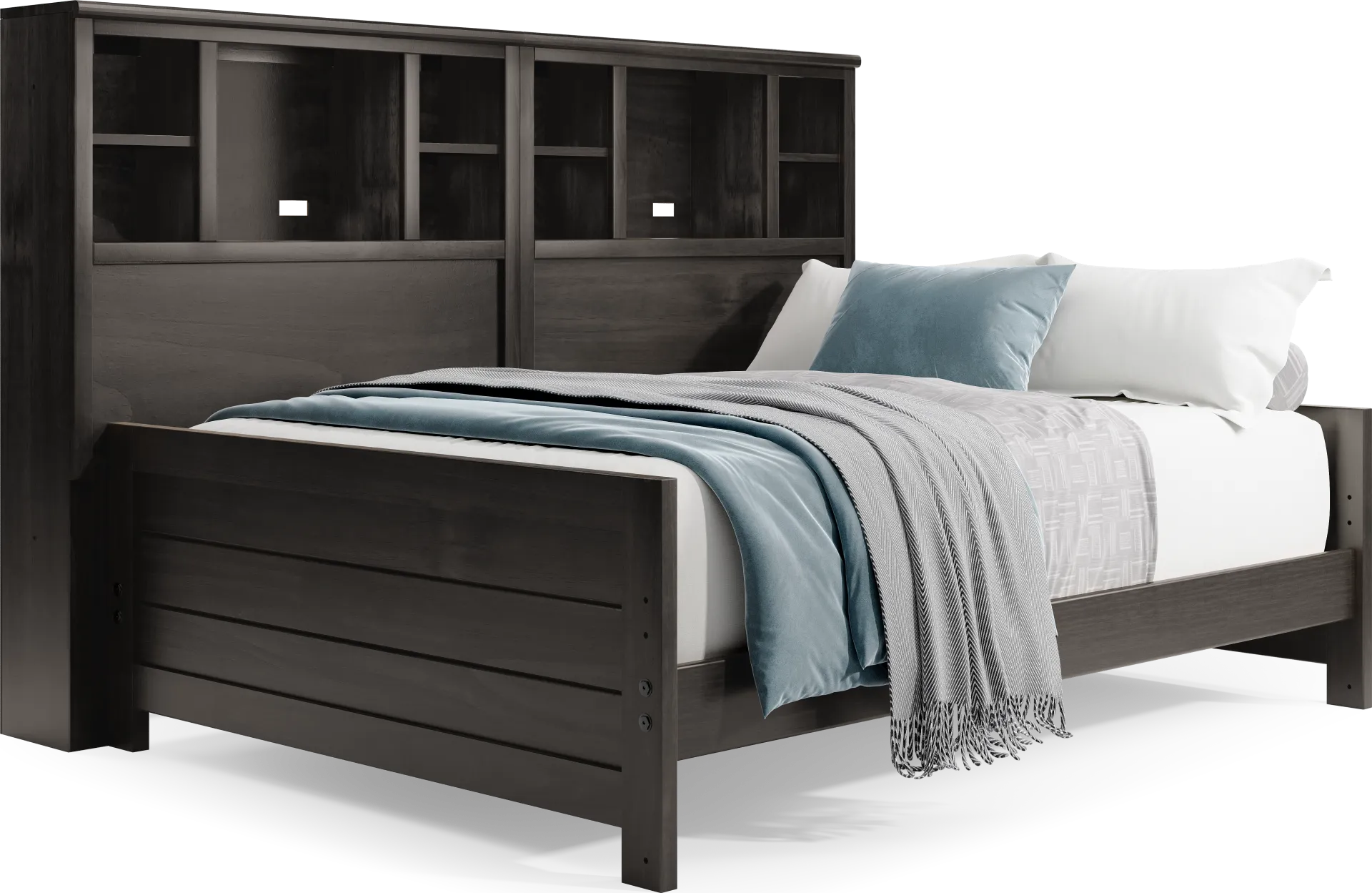 Kids Creekside 2.0 Charcoal Full Bookcase Wall Bed - Image 1
