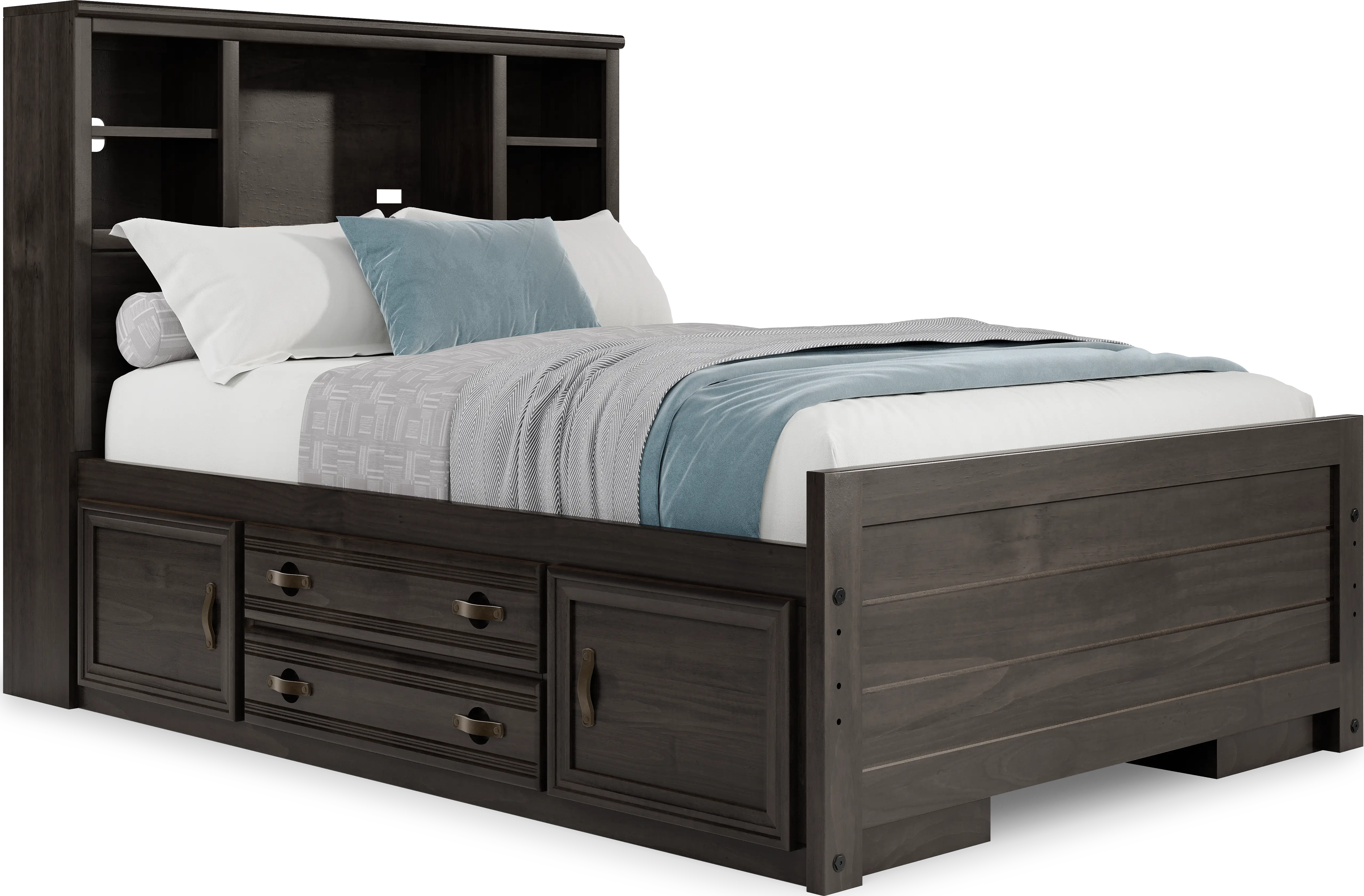 Kids Creekside 2.0 Charcoal Full Bookcase Bedroom with 2 Storage Side Rails - Thumbnail - Image 2