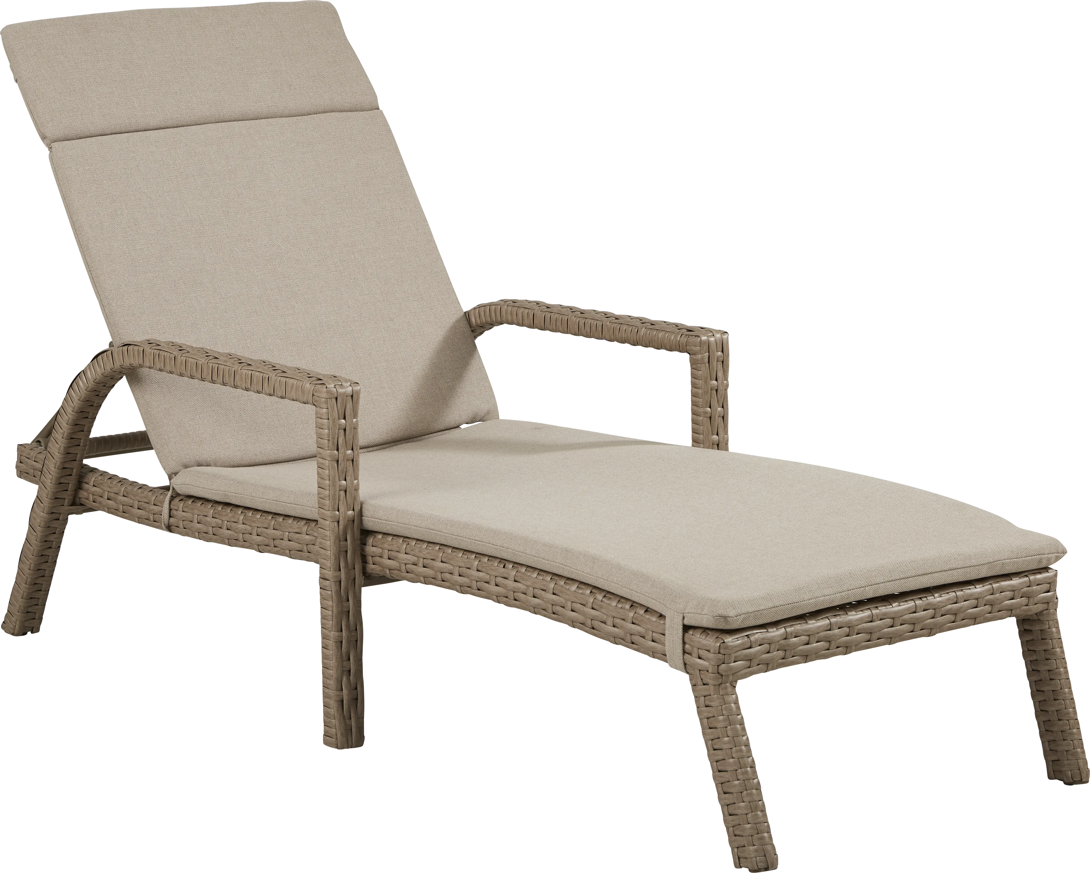 Siesta Key Driftwood Finish Outdoor Chaise with Sand Cushions - Thumbnail - Image 1