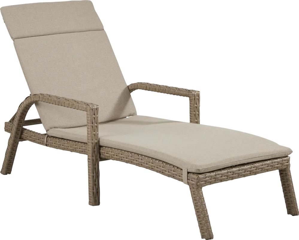 Siesta Key Driftwood Finish Outdoor Chaise with Sand Cushions