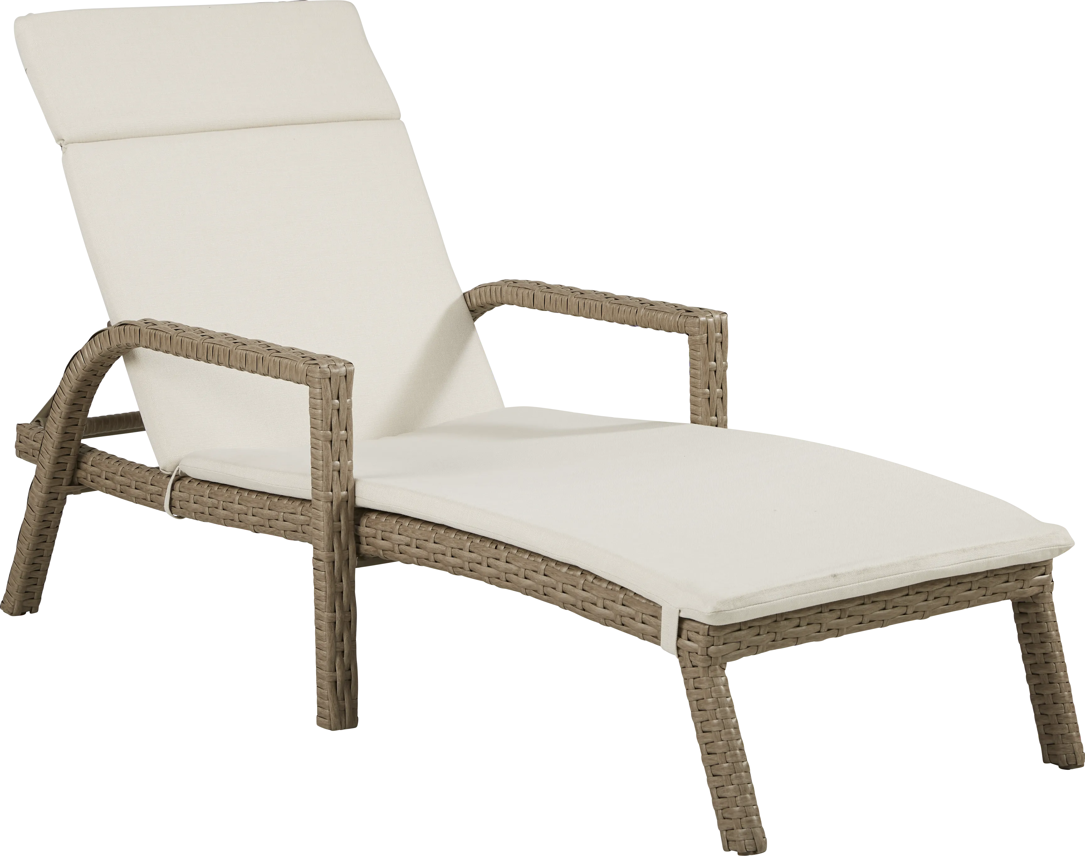 Siesta Key Driftwood Finish Outdoor Chaise with Linen Cushions - Thumbnail - Image 1