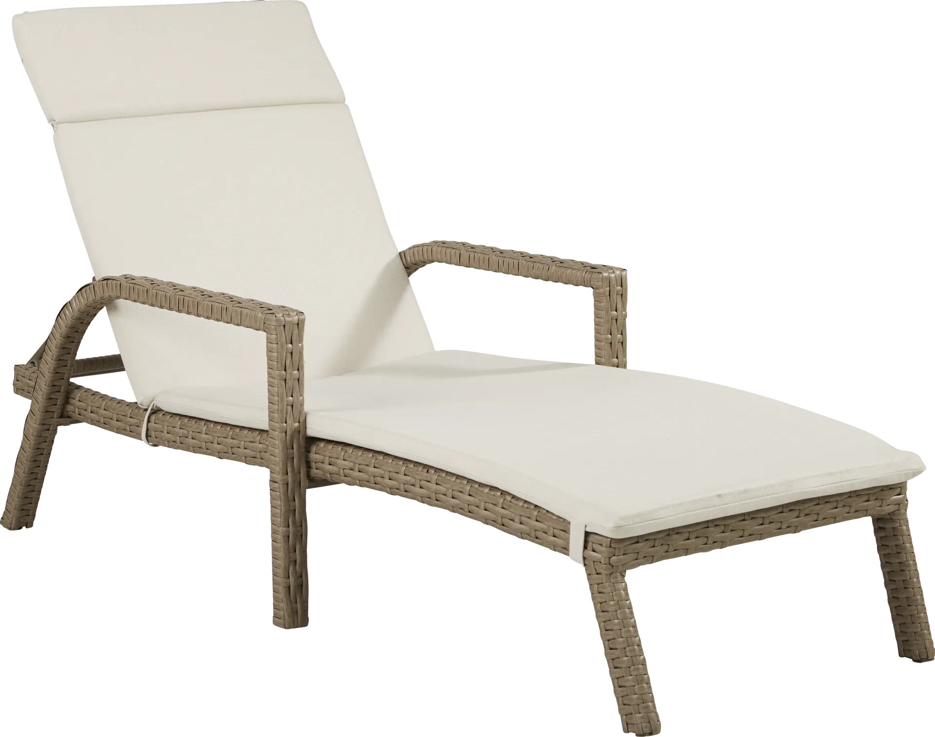 Siesta Key Driftwood Finish Outdoor Chaise with Linen Cushions - Image 1