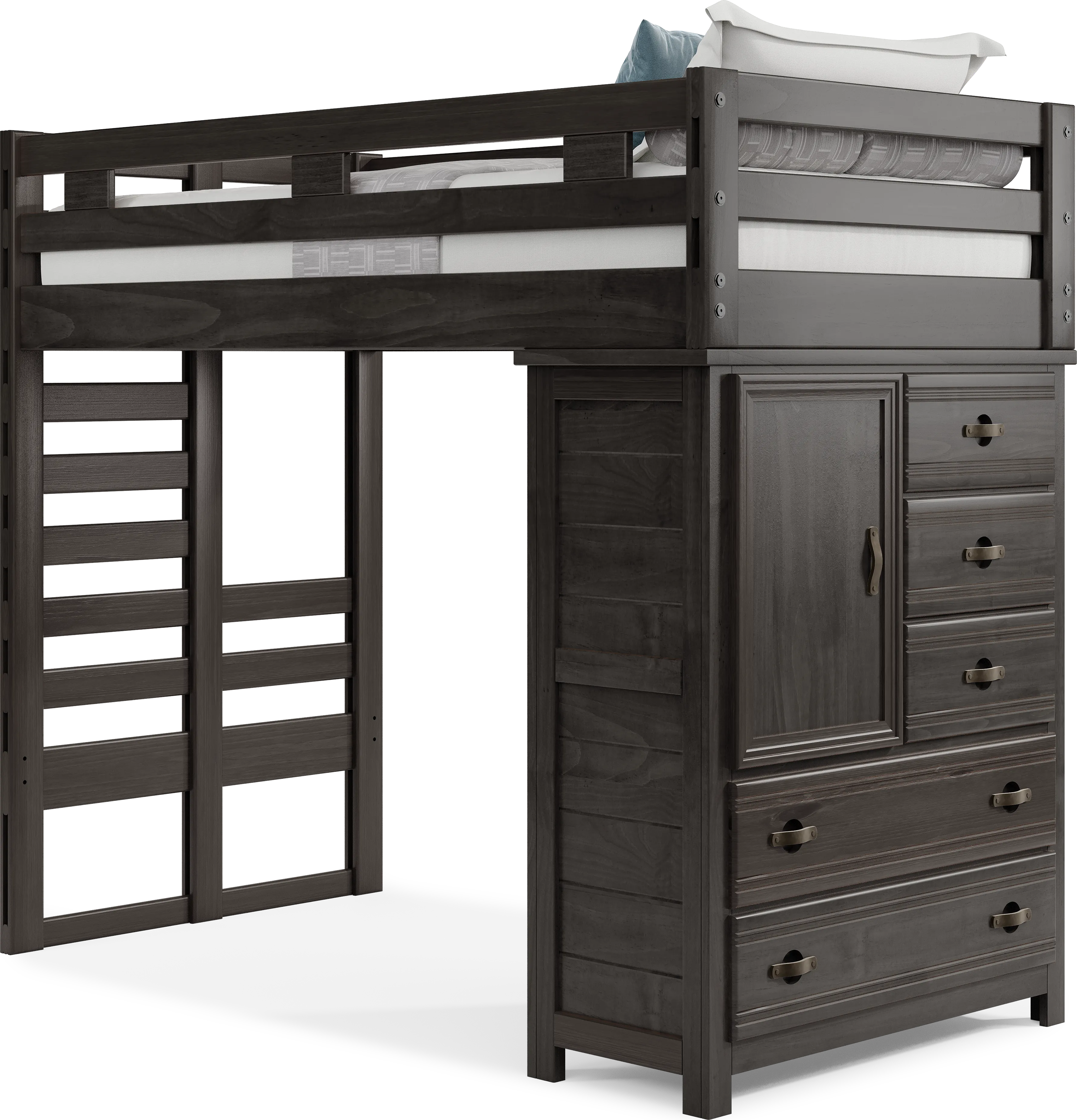 Kids Creekside 2.0 Charcoal Twin Loft with Chest - Thumbnail - Image 1