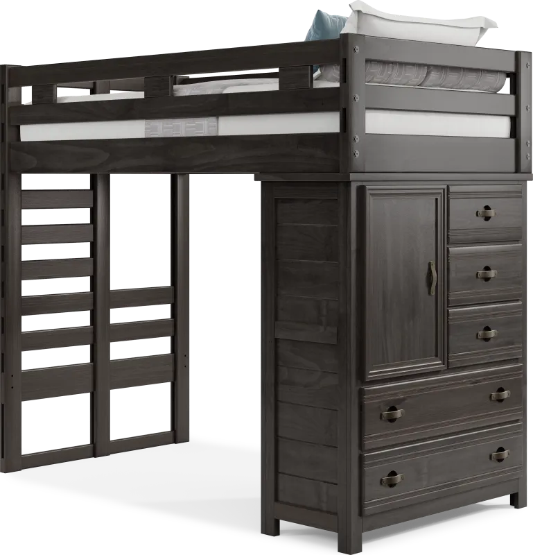 Kids Creekside 2.0 Charcoal Twin Loft with Chest
