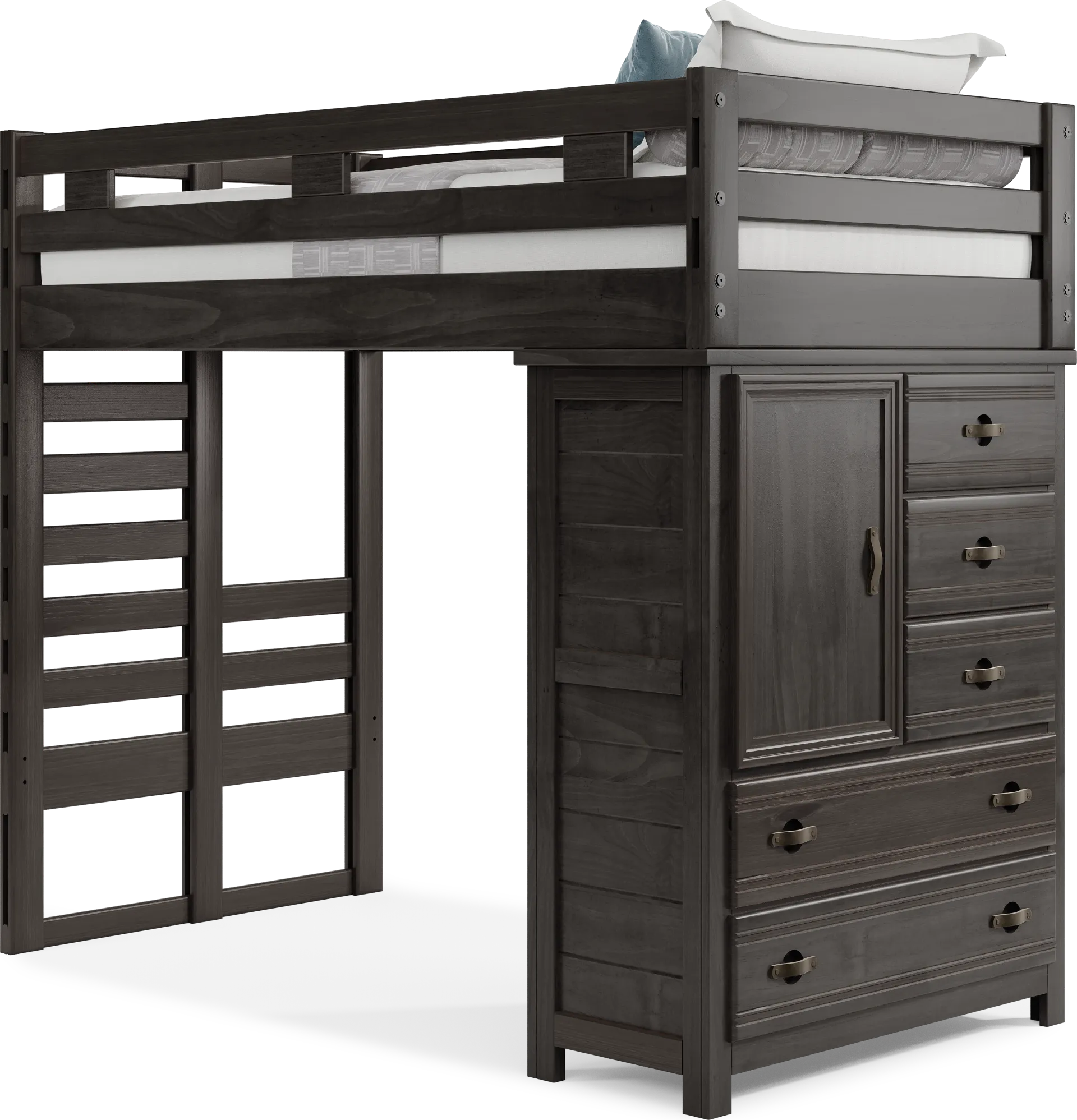 Kids Creekside 2.0 Charcoal Twin Loft with Chest - Image 1