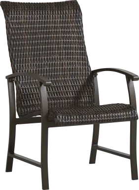 Lake Breeze Aged Bronze Black Wicker Outdoor Dining Chair
