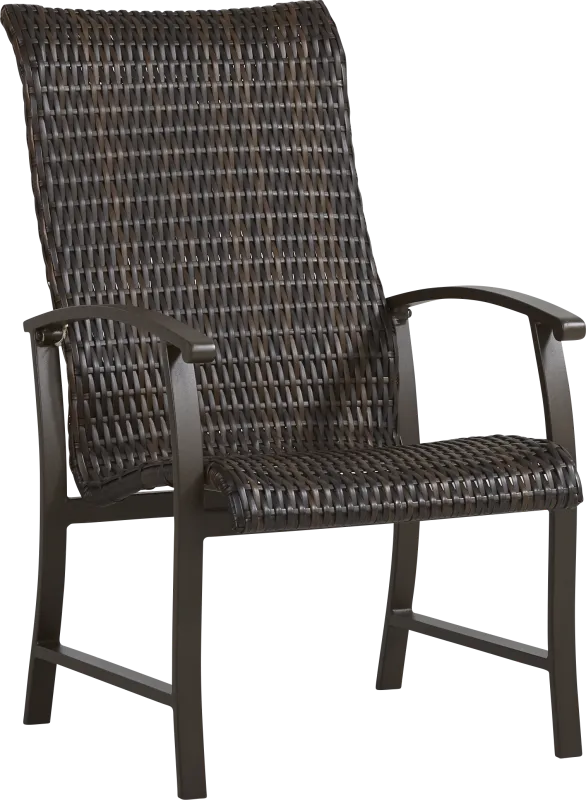 Lake Breeze Aged Bronze Black Wicker Outdoor Dining Chair