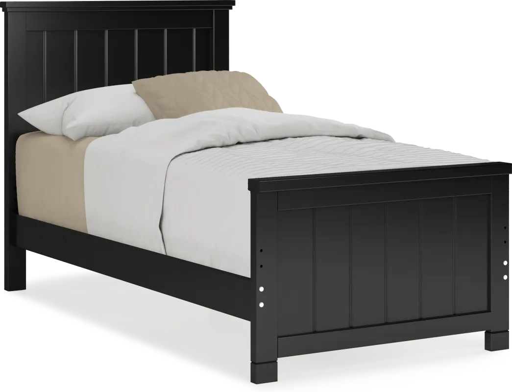 Kids Cottage Colors Black Twin Panel Bed