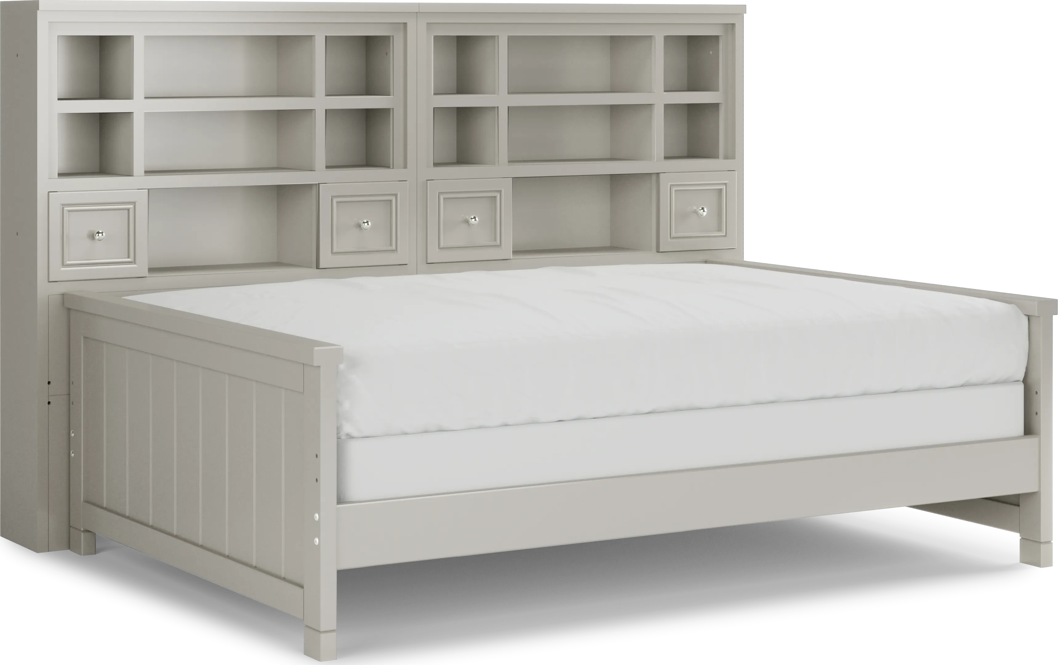 Kids Cottage Colors Gray Full Bookcase Wall Bed - Thumbnail - Image 1