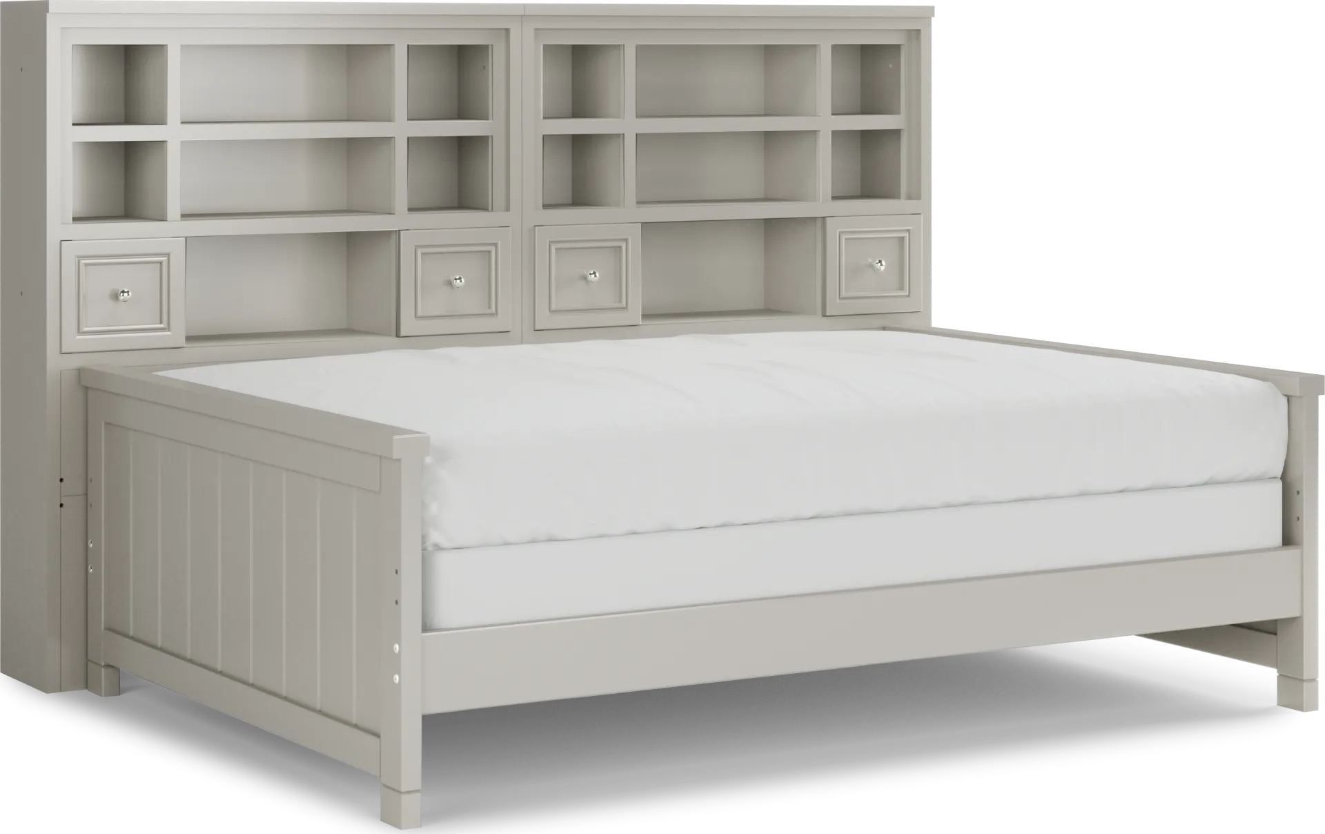 Kids Cottage Colors Gray Full Bookcase Wall Bed - Image 1