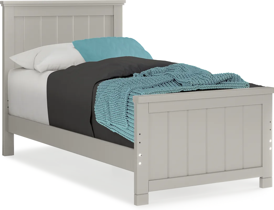 Kids Cottage Colors Gray Twin Panel Bed