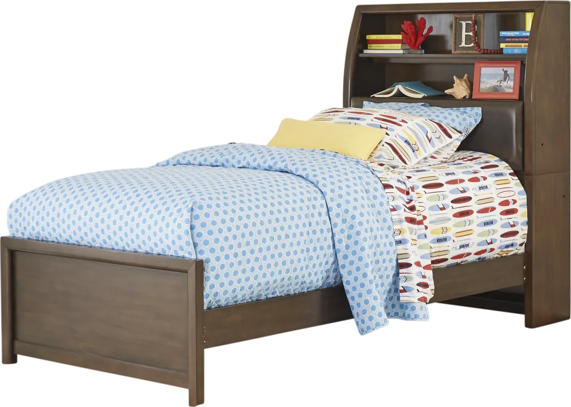 Kids Santa Cruz Brown Cherry Twin Bookcase Bed