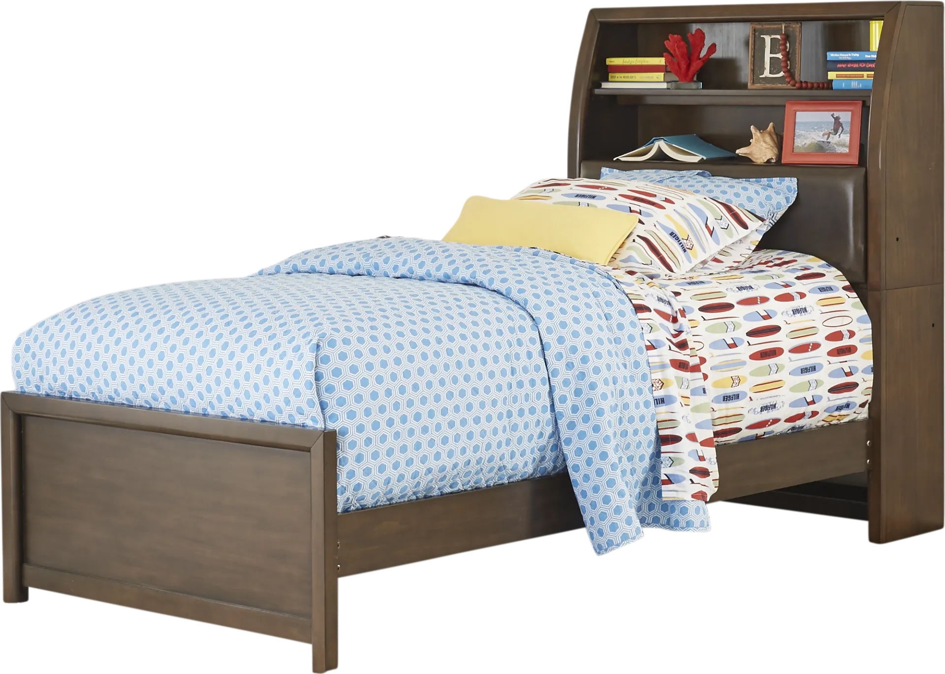 Kids Santa Cruz Brown Cherry 3 Pc Twin Bookcase Bed - Image 1