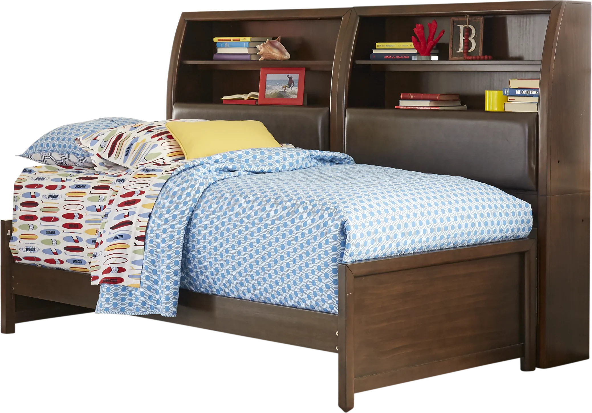 Kids Santa Cruz Brown Cherry Twin Bookcase Wall Bed - Thumbnail - Image 1