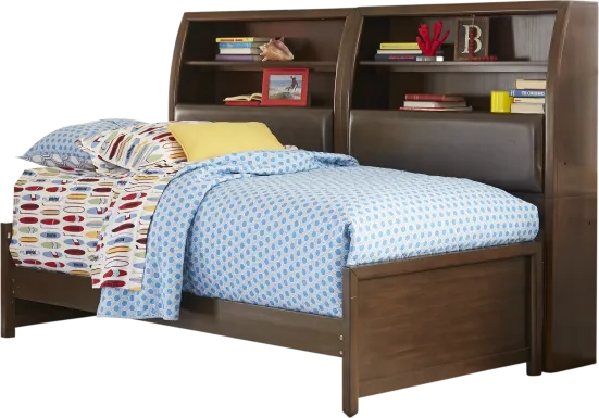 Kids Santa Cruz Brown Cherry Twin Bookcase Wall Bed
