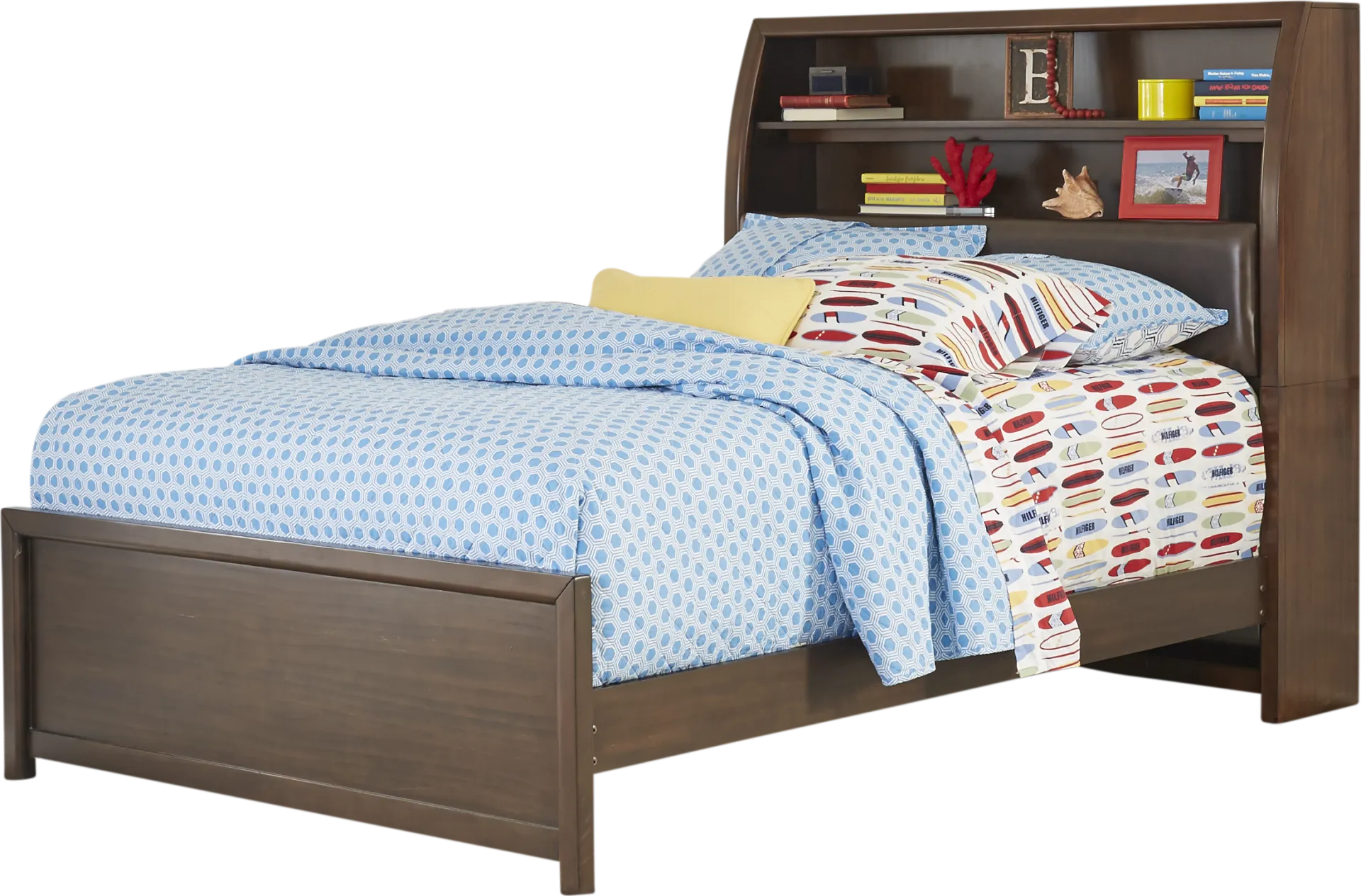 Kids Santa Cruz Brown Cherry 3 Pc Full Bookcase Bed - Image 1